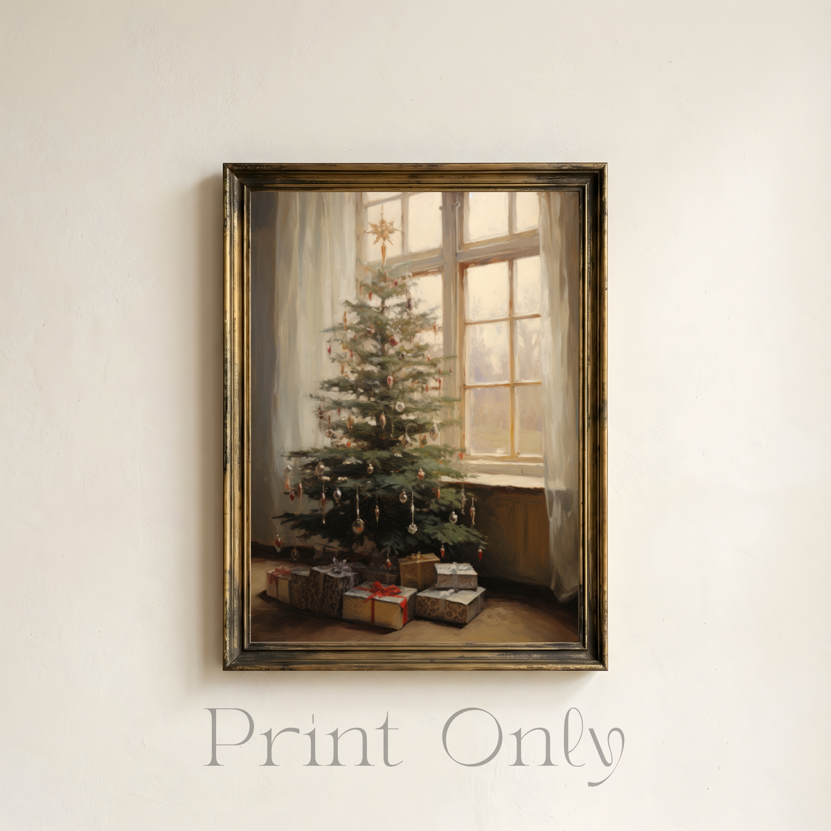 Christmas Tree in Window Print