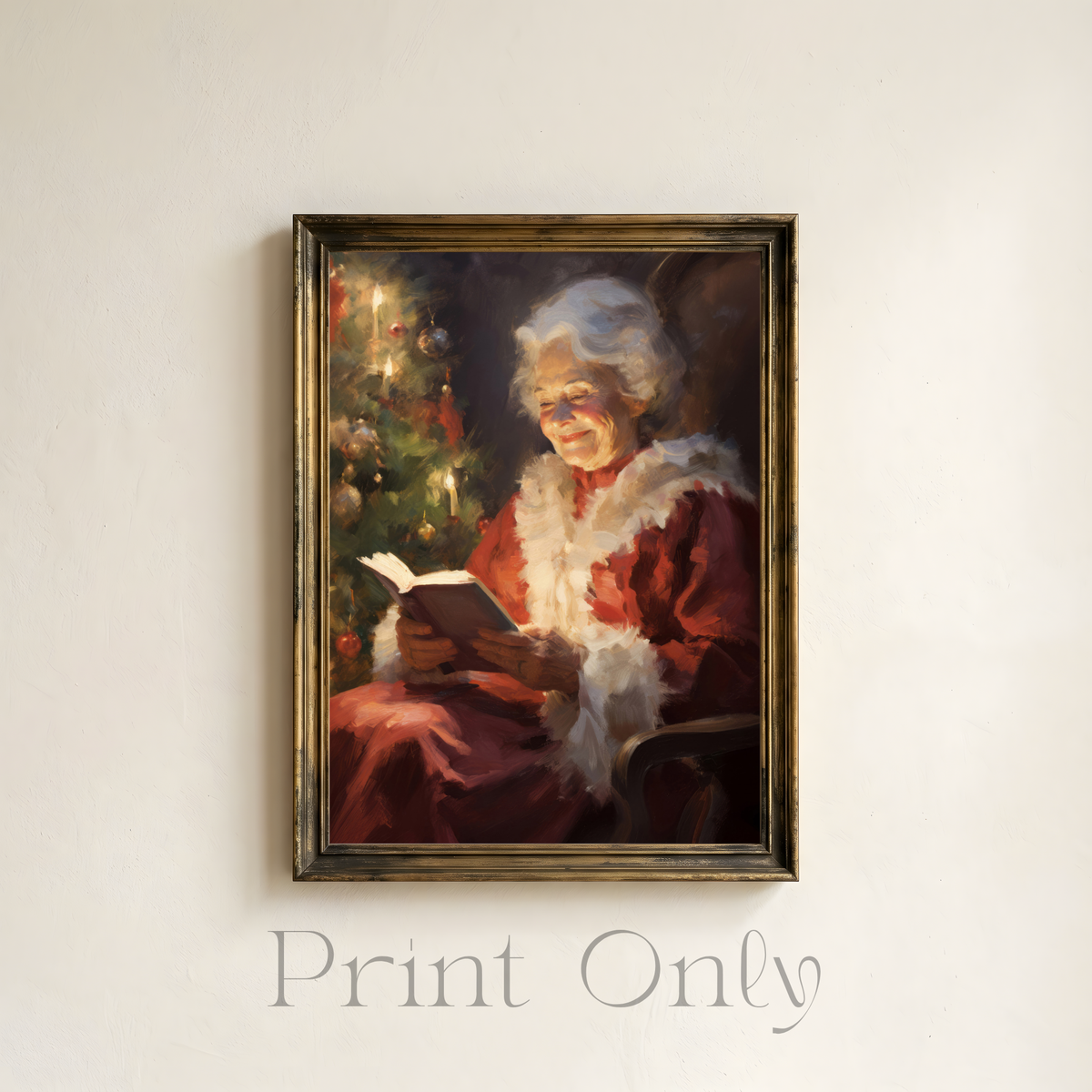 Mrs. Claus Reading Print