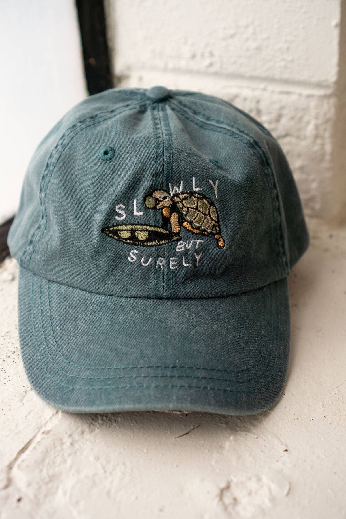 Slowly Turtle Dad Hat: Vintage Teal