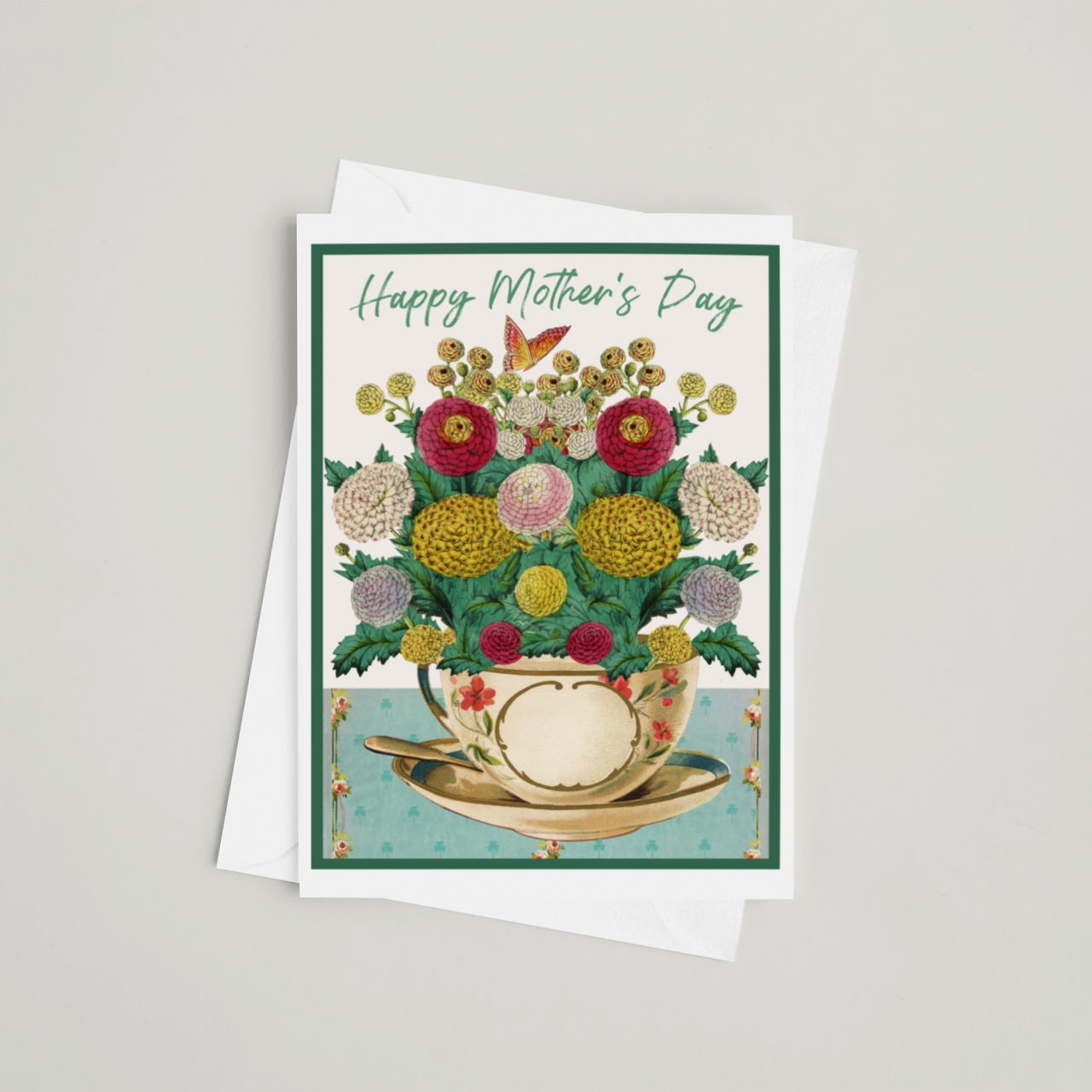 Mother's Day Card. Mums in Teacup. Happy Mother's Day.