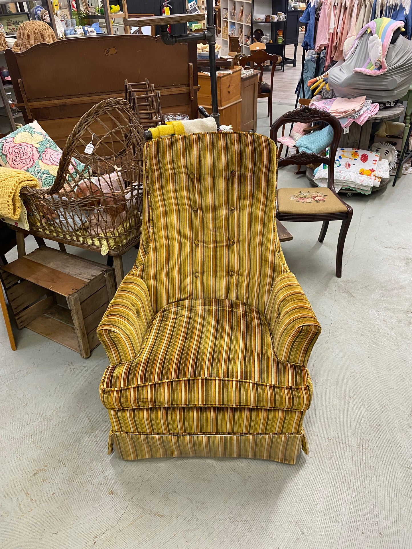 Striped Velvet Arm Chair
