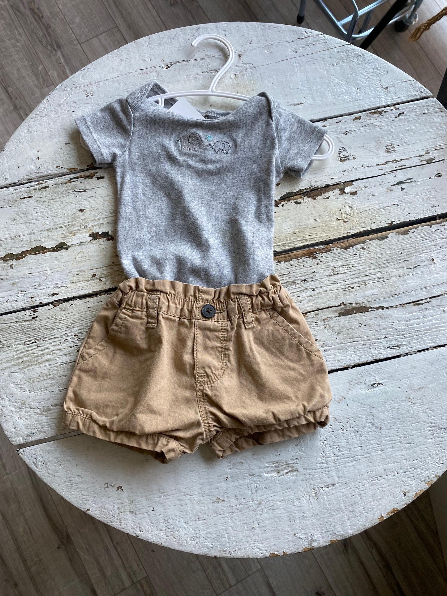 Khaki Shorts with Romper 2 Piece