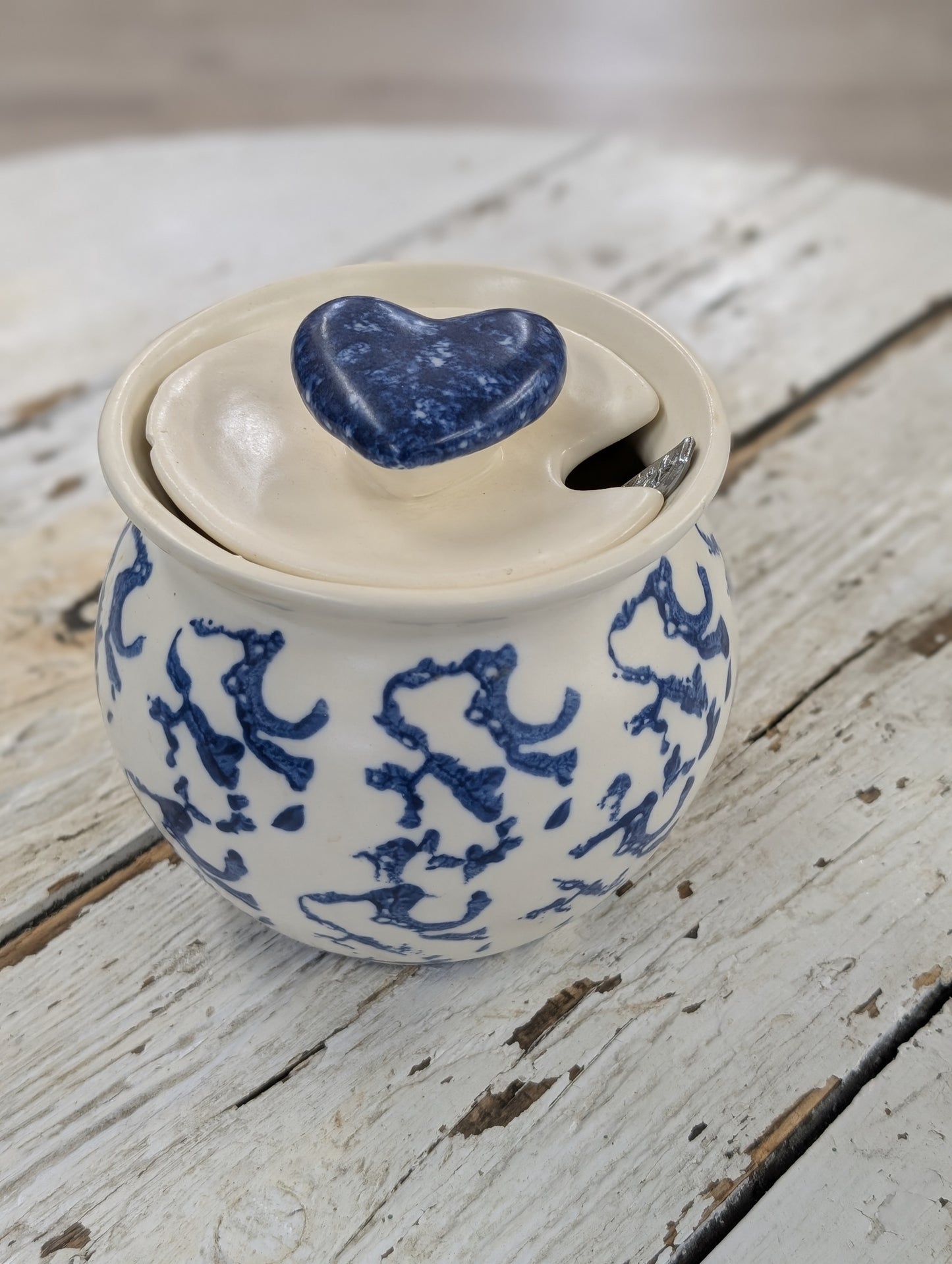 Blue Sponge honey jar
