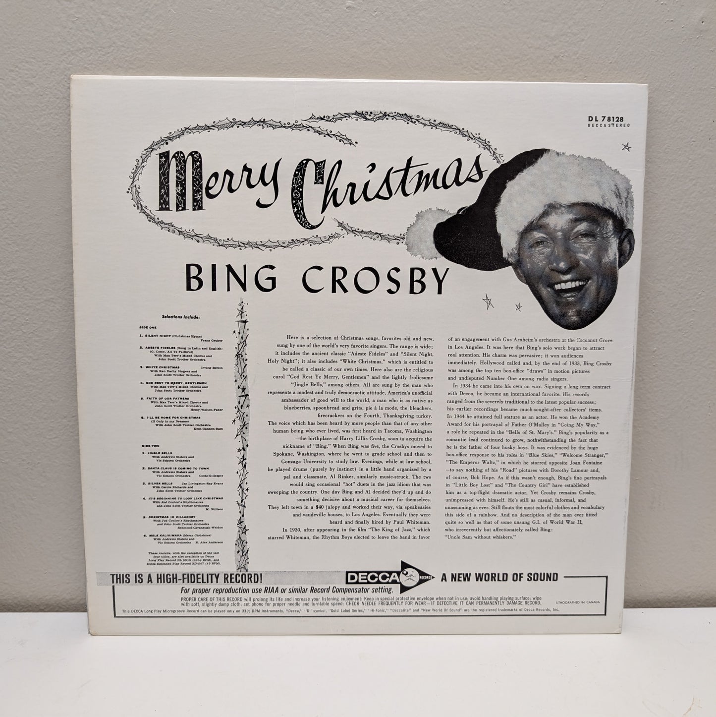 Bing Crosby Merry Christmas LP (1960s, Stereo)