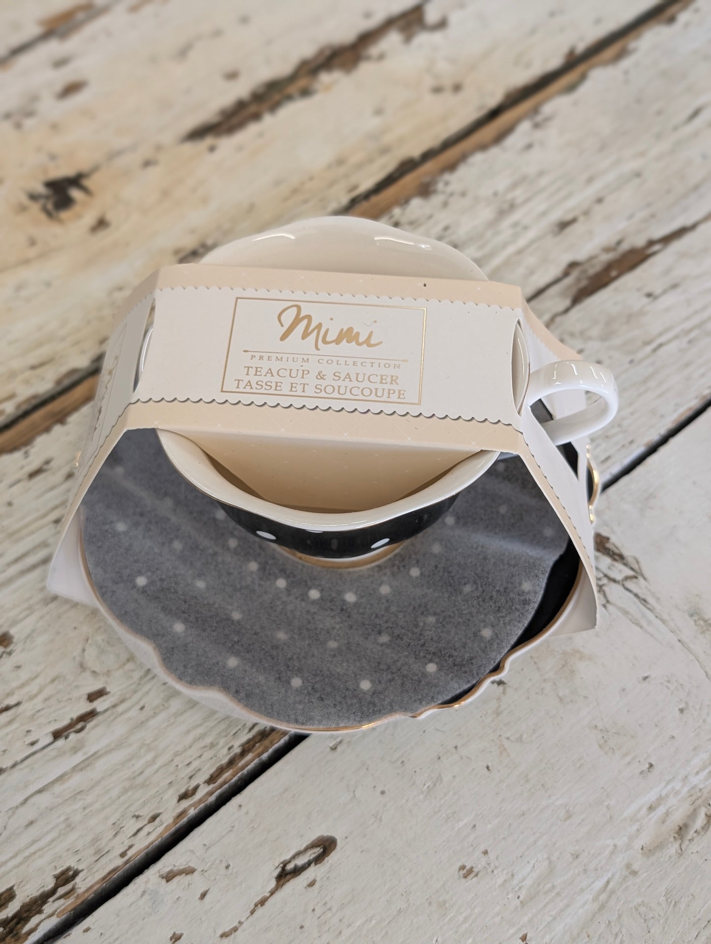 Black with dots teacup