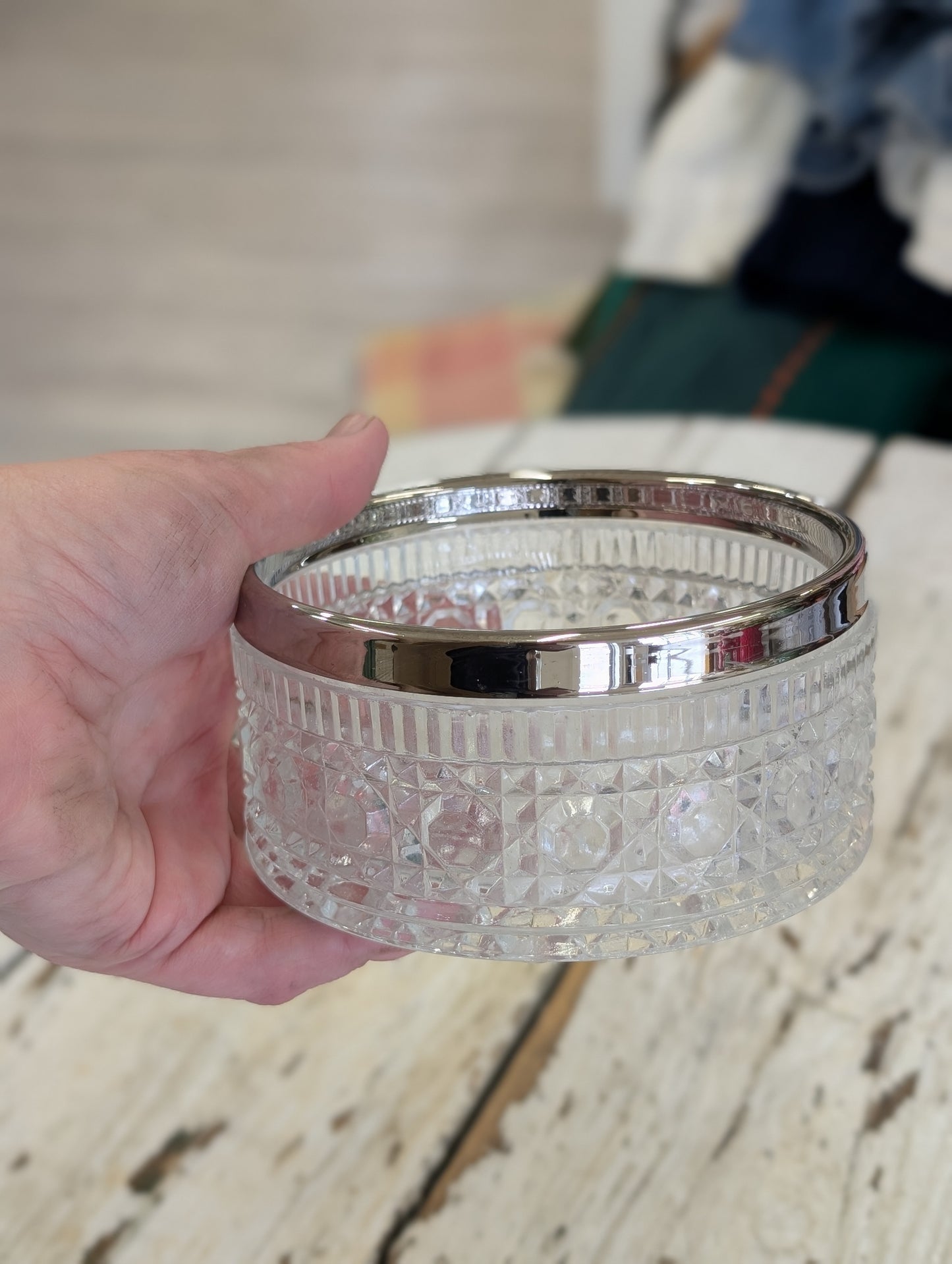 Small crystal silver dish