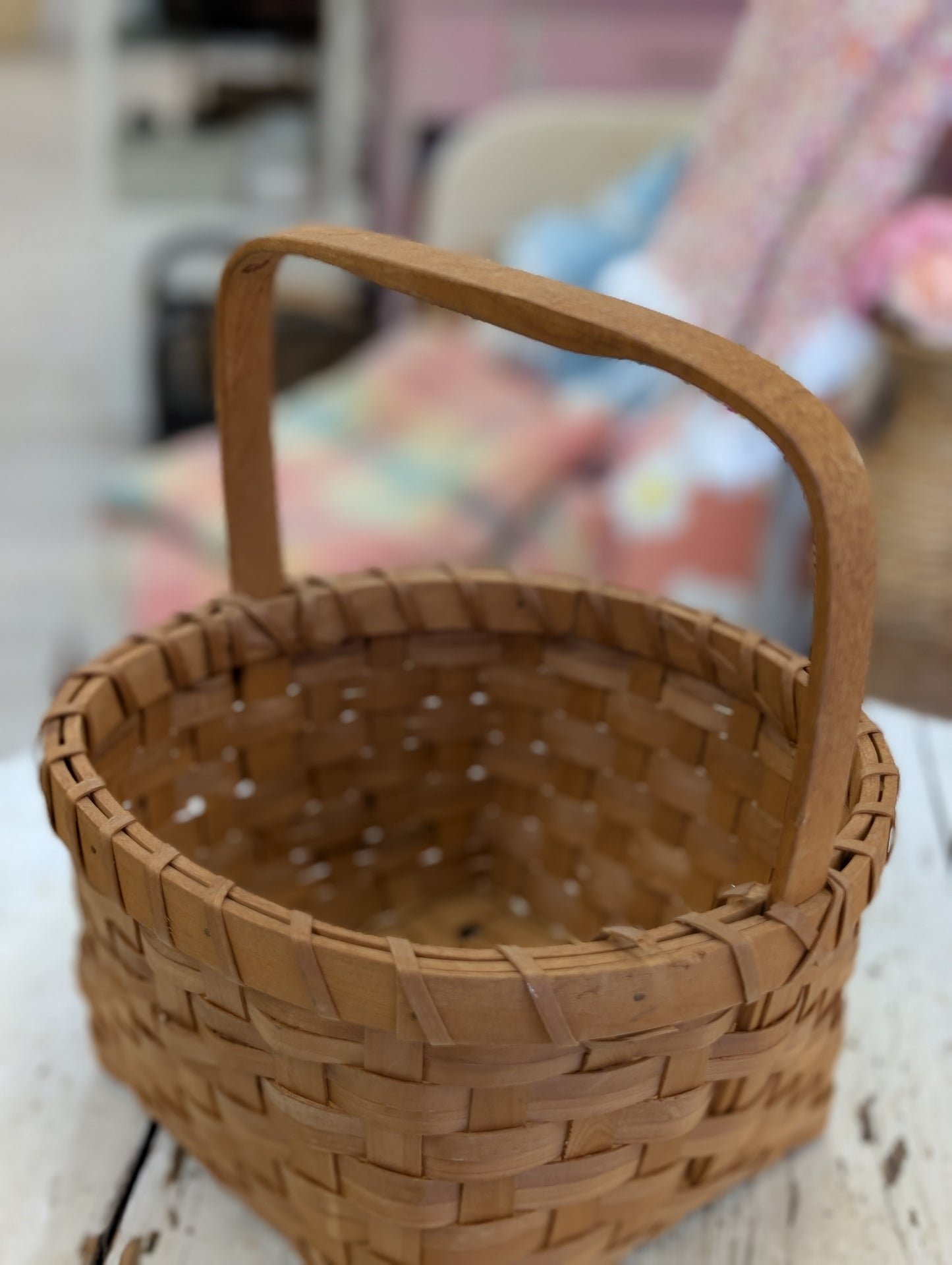 Whicker basket wooden handle