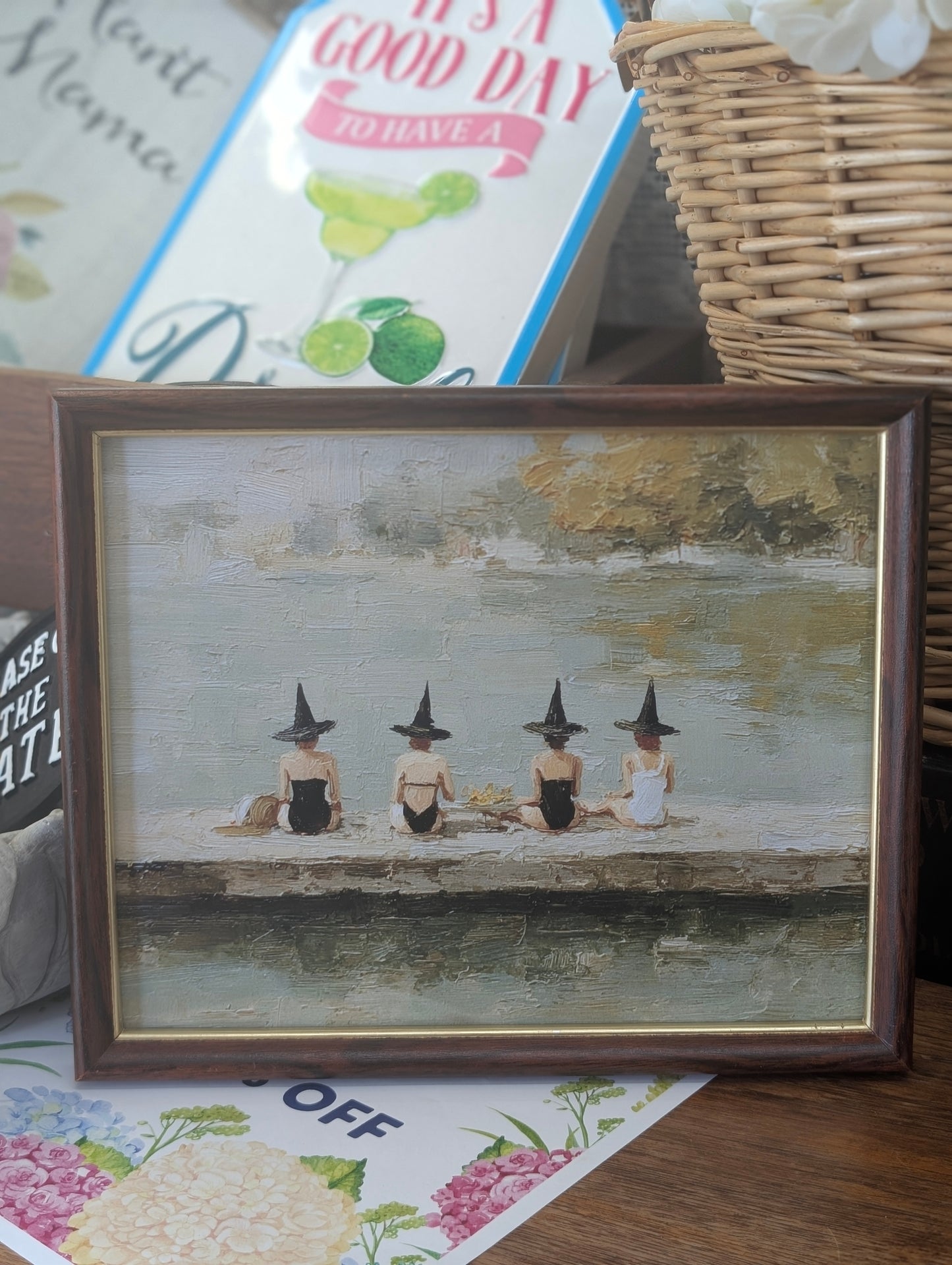 Witches at the beach framed print