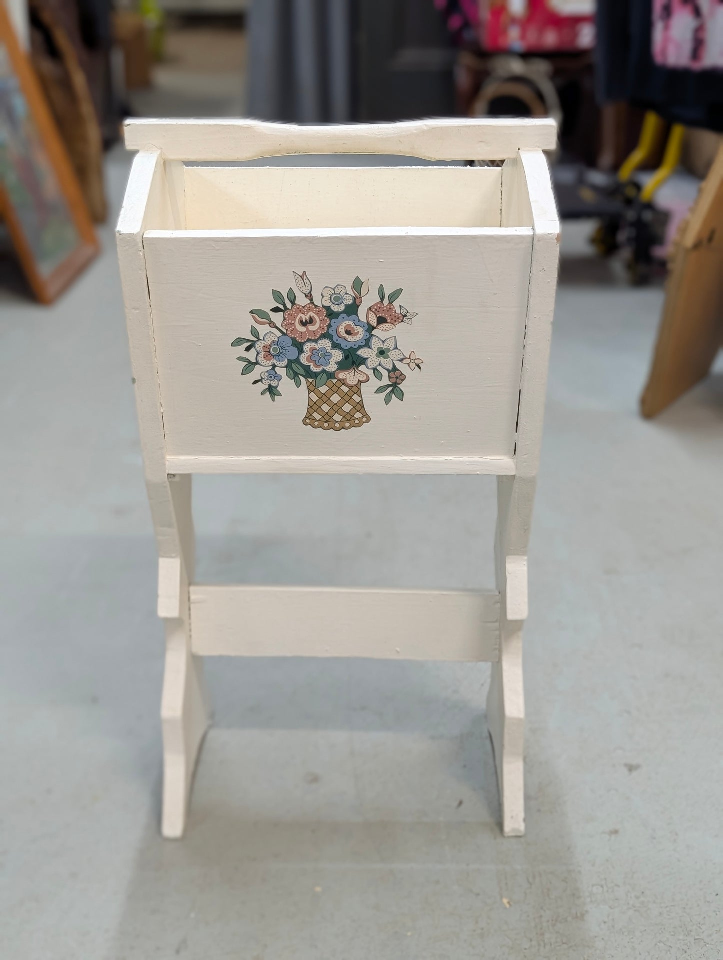 Wooden white plant stand