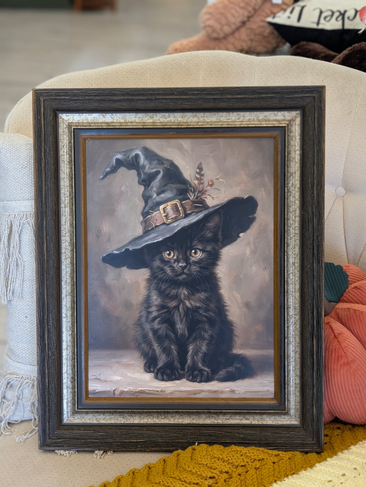 Kitty in witch hat 11x14