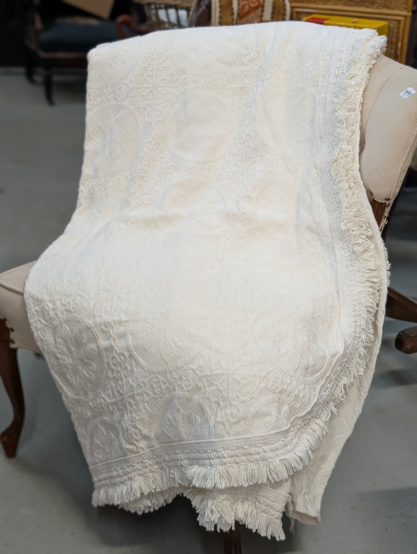 White cotton queen bed cover
