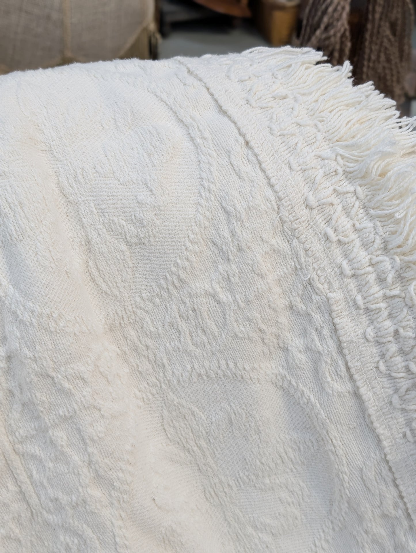 White cotton queen bed cover