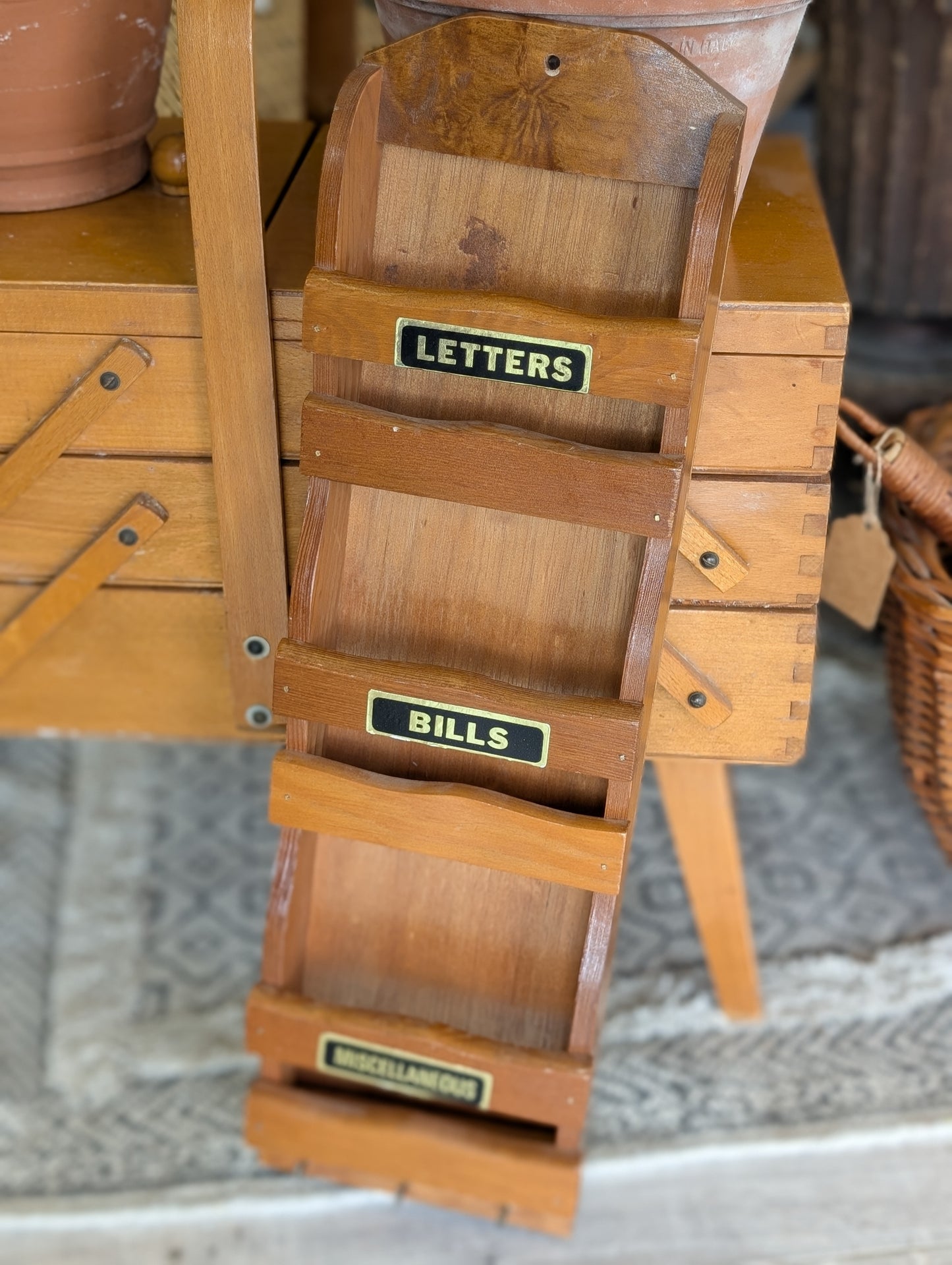 Wooden letter tray