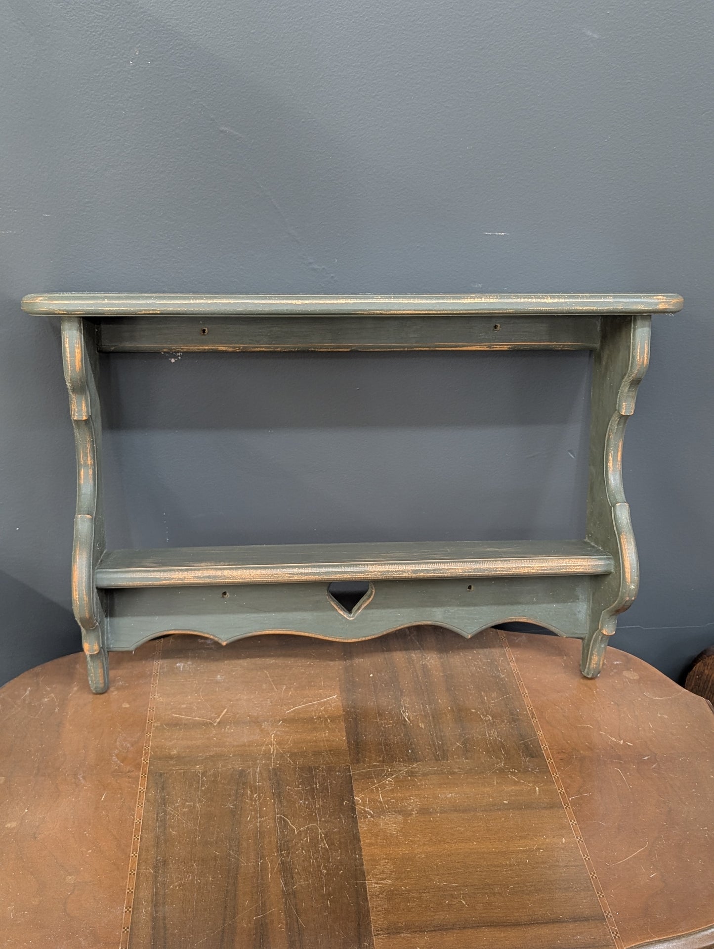 Wooden green shelf