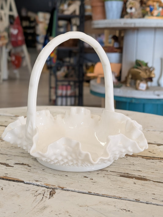 Milk glass basket