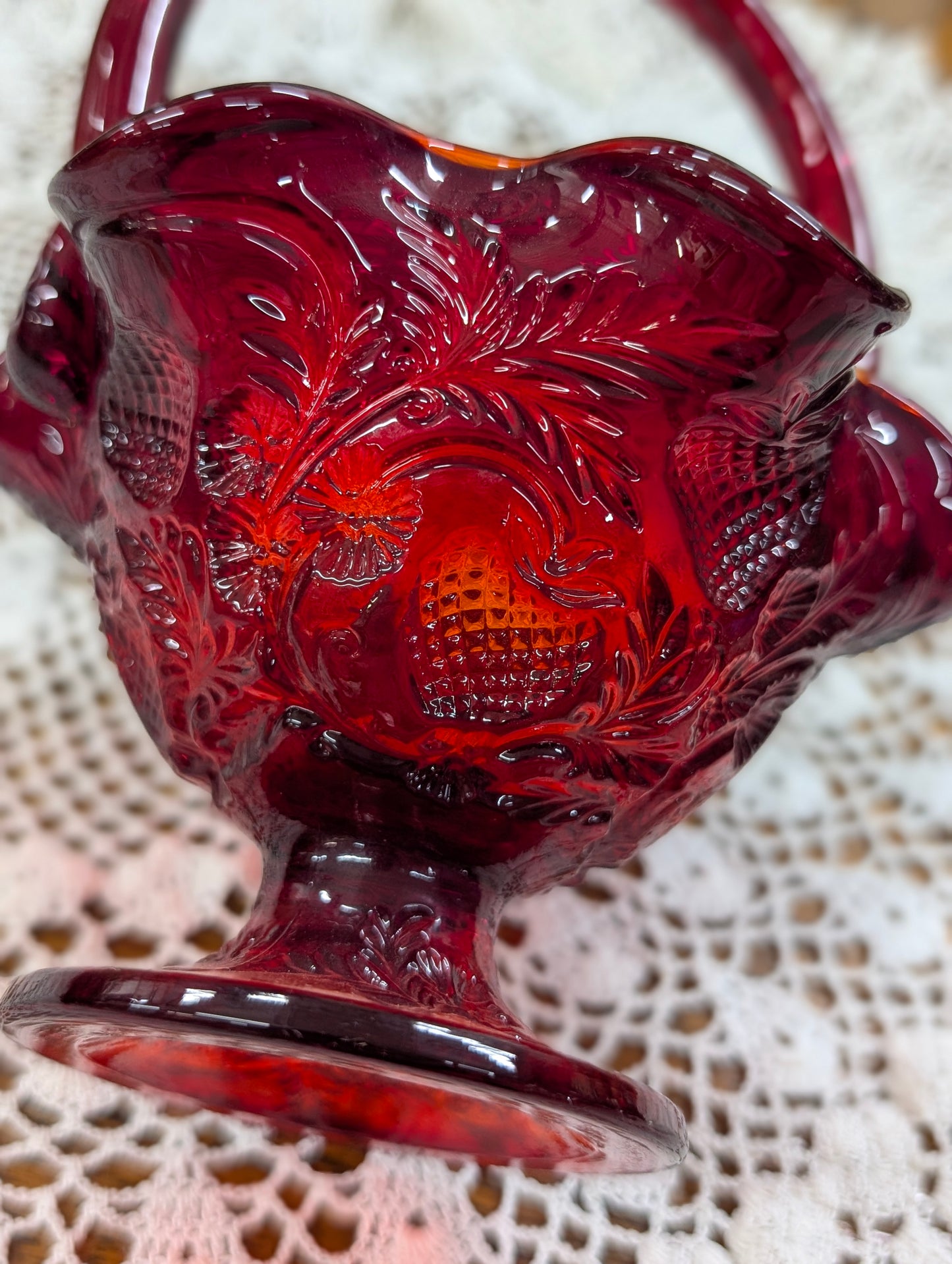 Red fenton candy dish