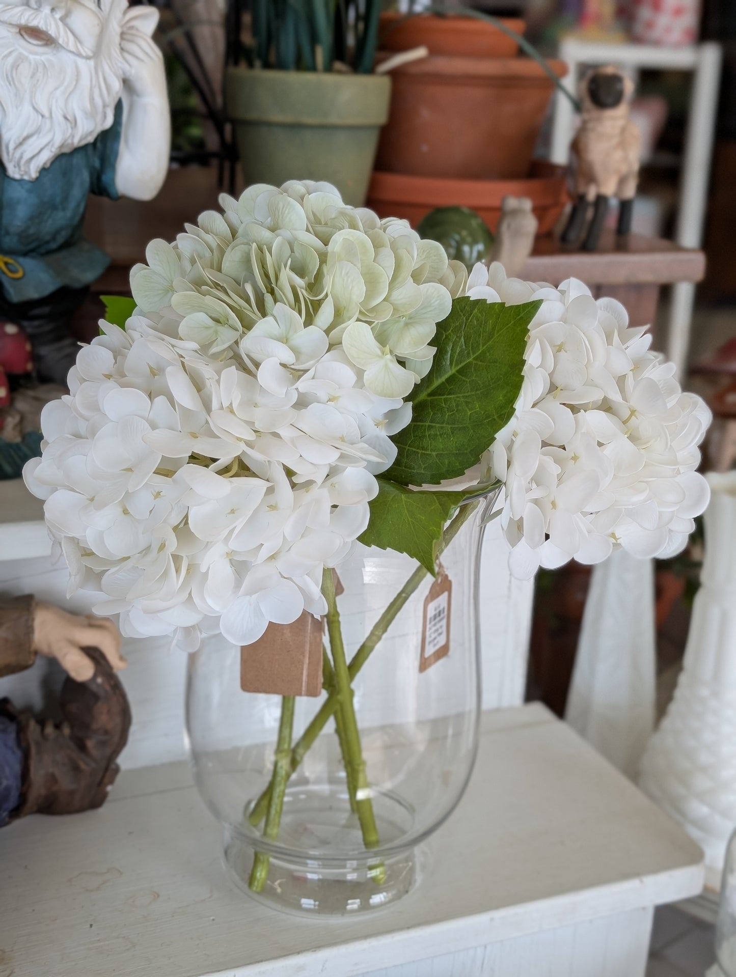 12" White Hydrangea Fresh Touch