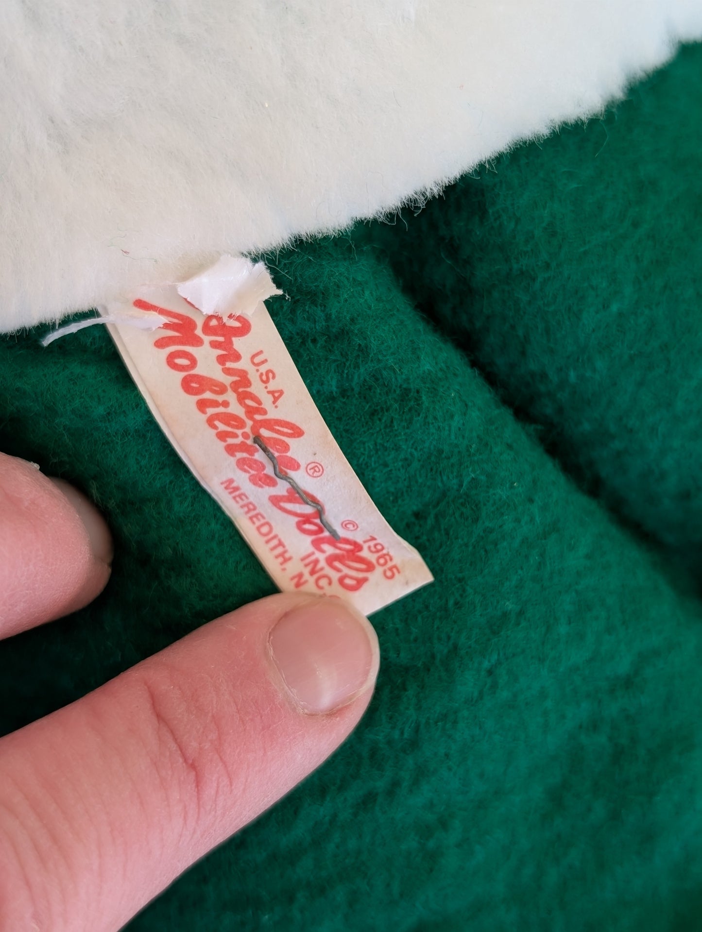 Mouse hiding in a green mitten