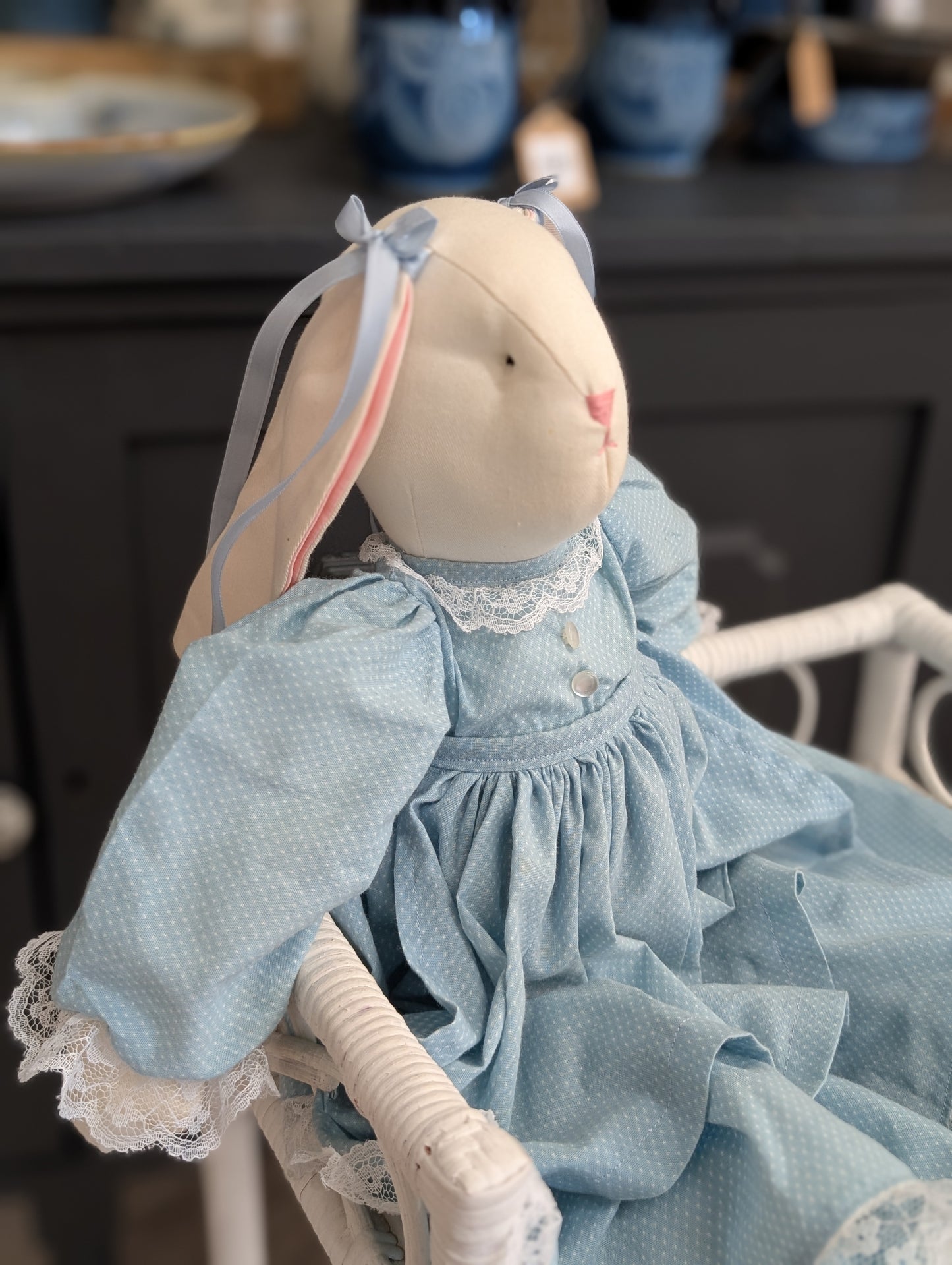 Blue dress fabric bunny