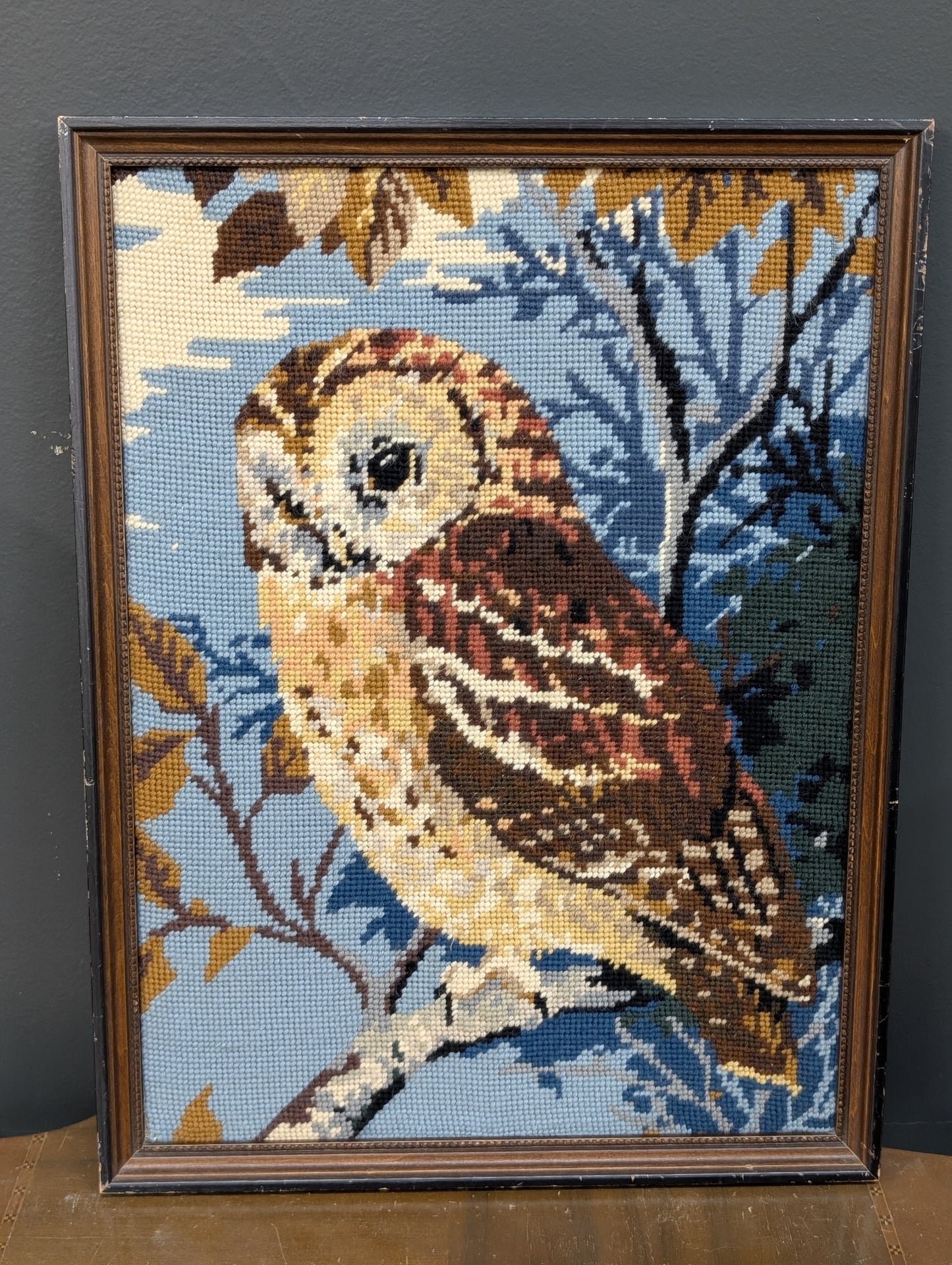Large owl needlepoint