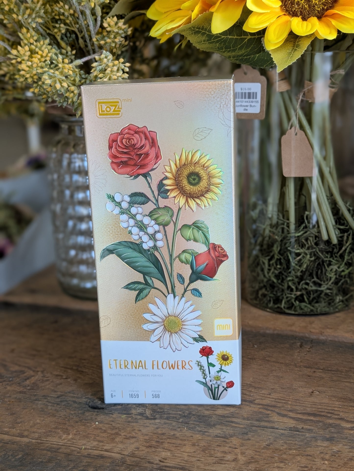 red rose and daisies - 3D Flower