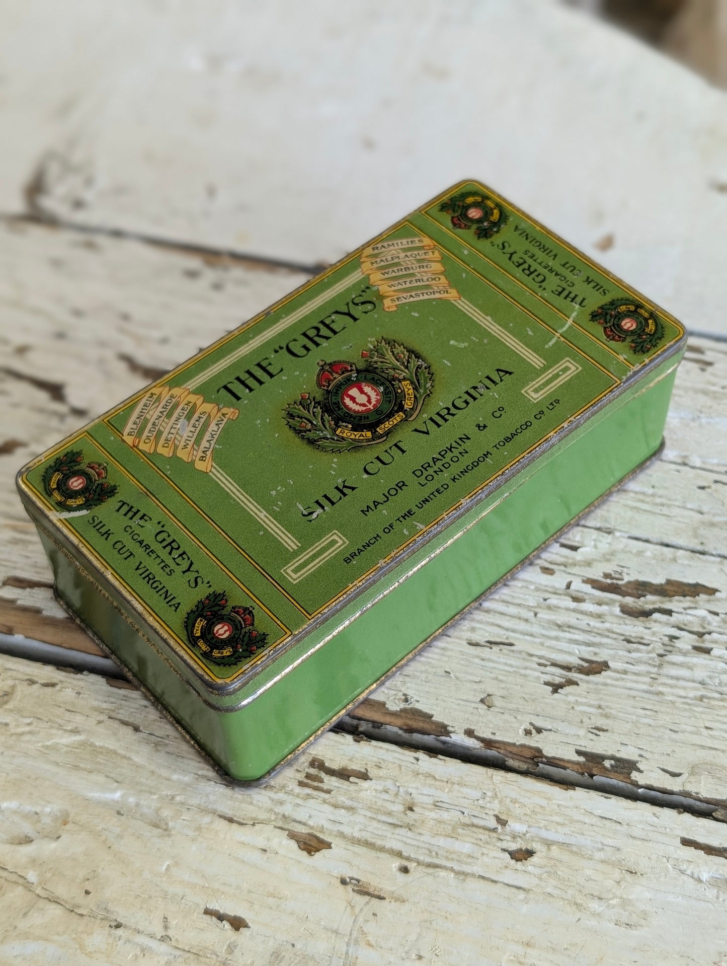 Vintage "The Greys" Silk Cut Virginia cigarette tin