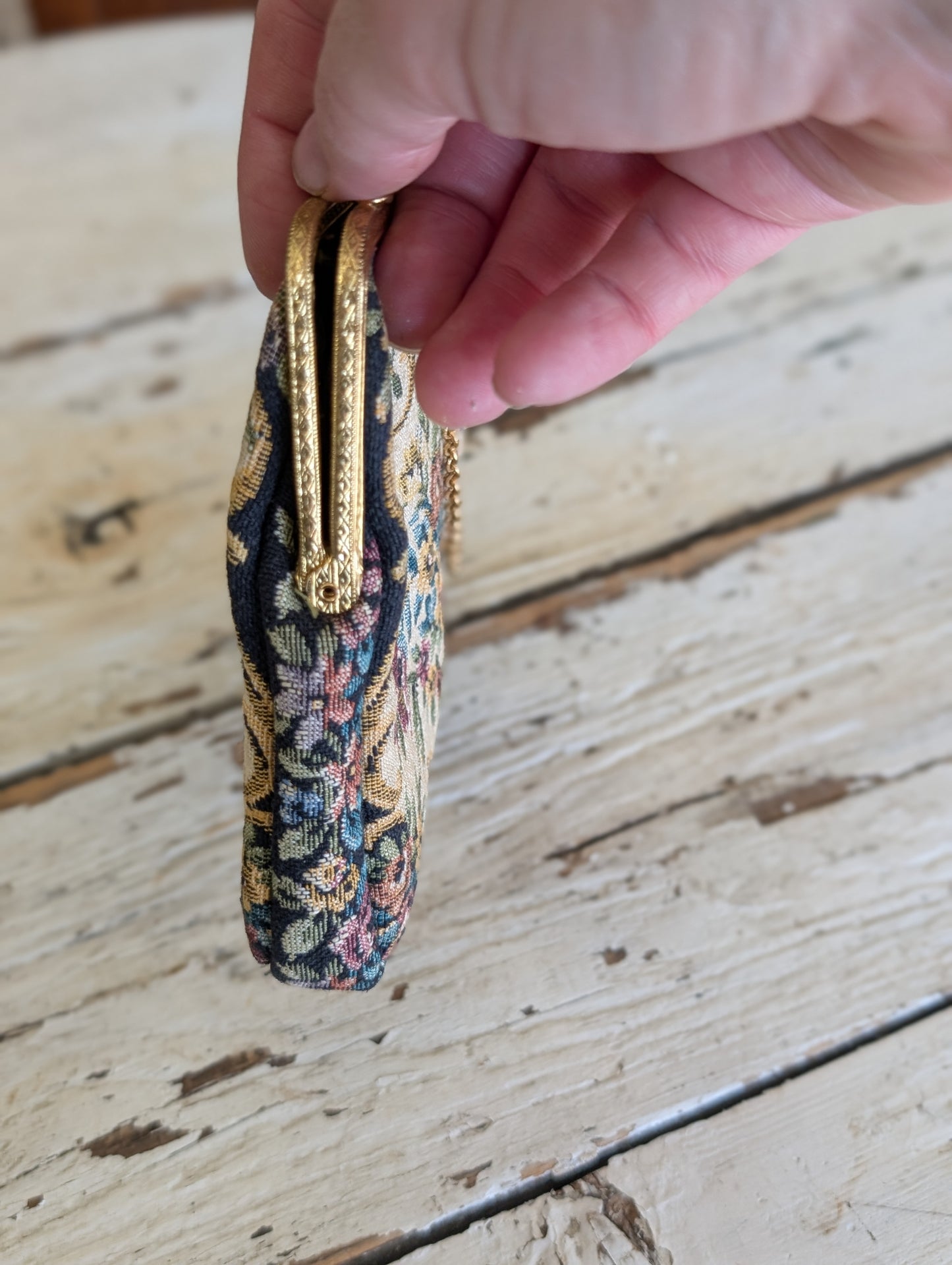 Vintage tapestry clutch