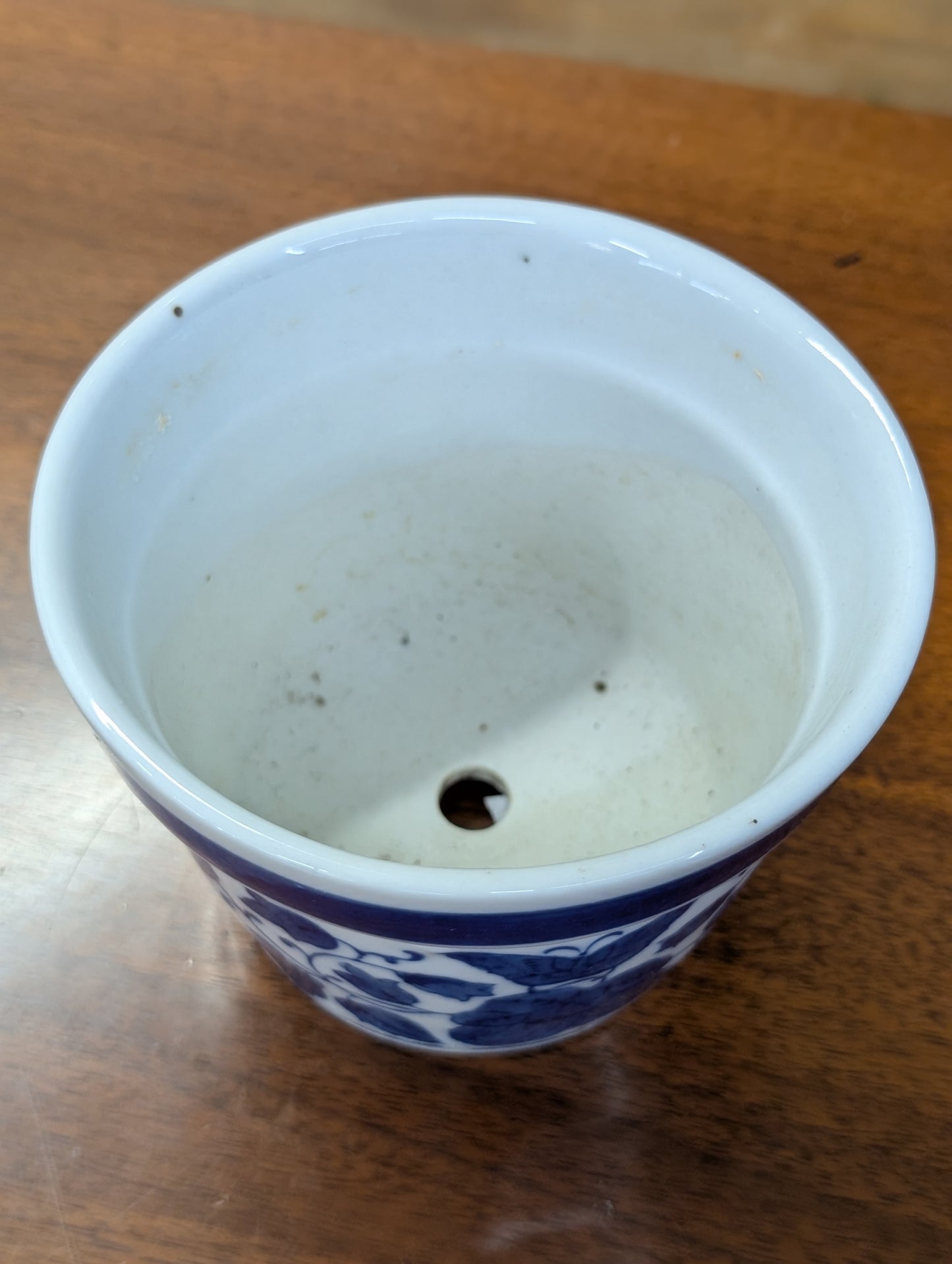 Small ceramic blue flower pot