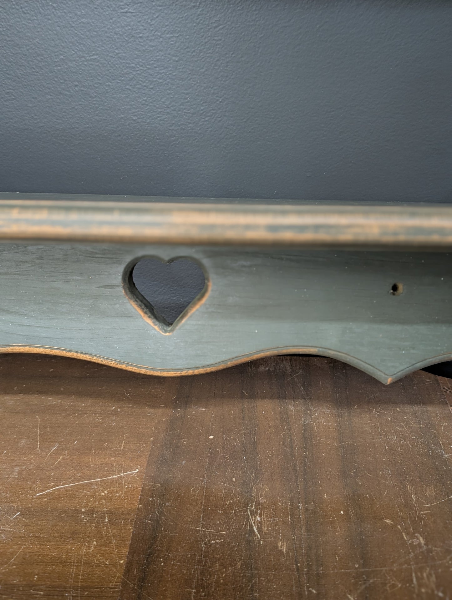 Wooden green shelf