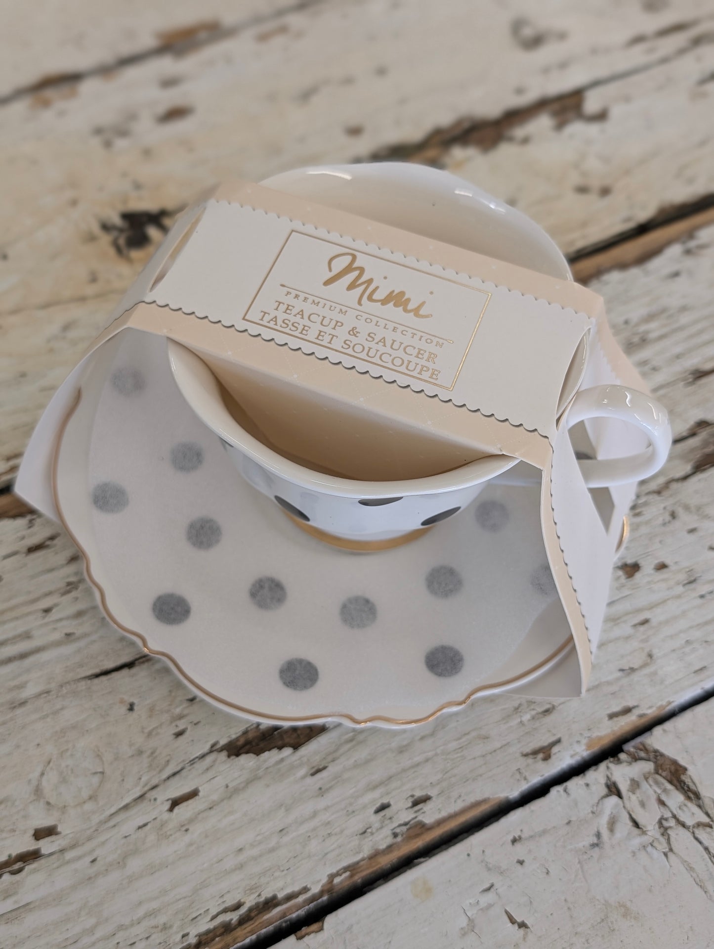 White with dots teacup