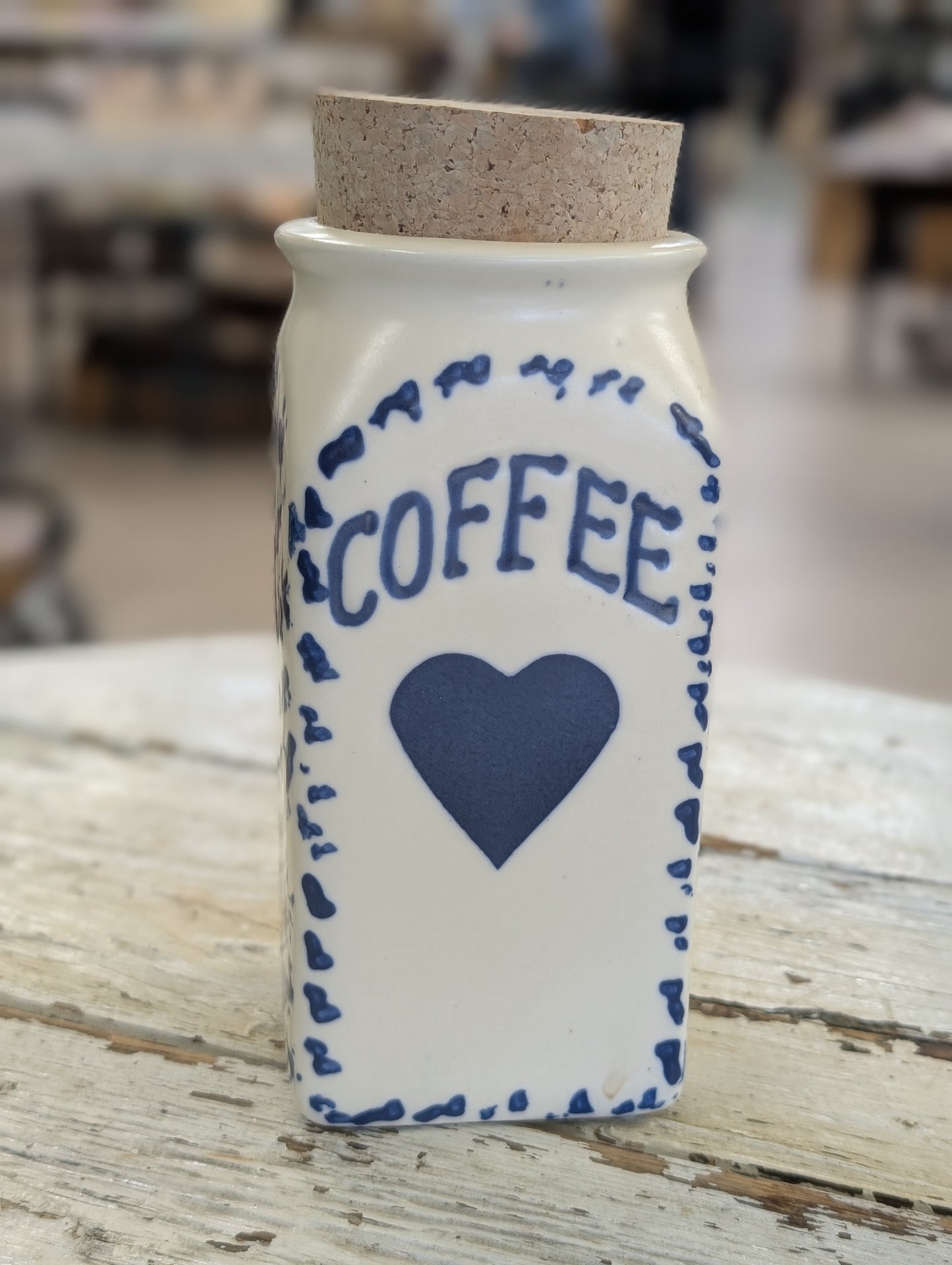Blue sponge painted Coffee Canister