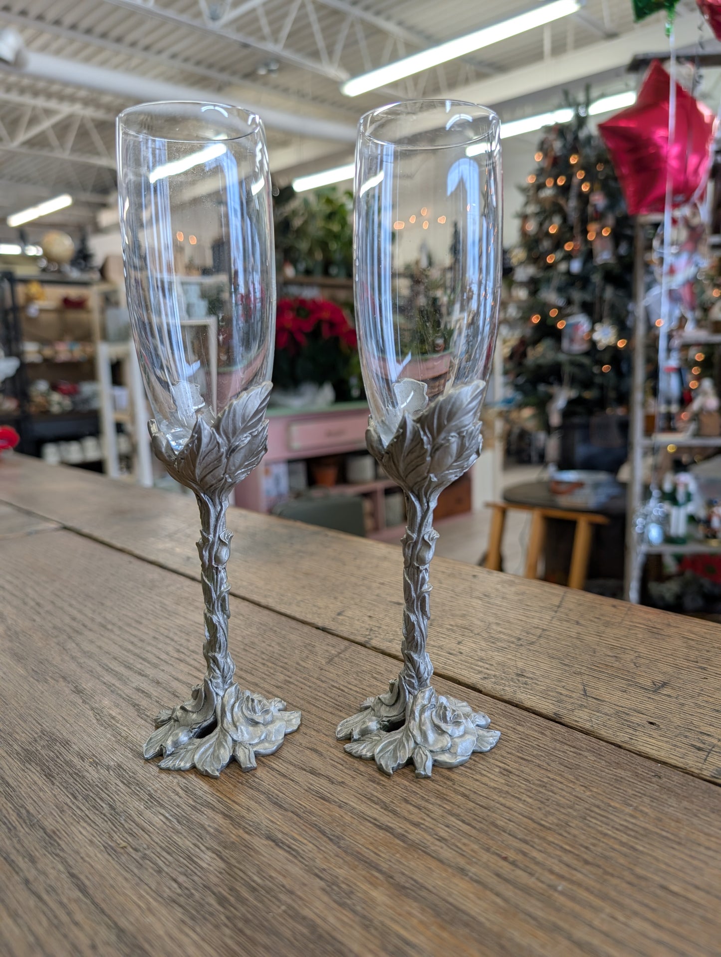 Seagull pewter rose set of flutes
