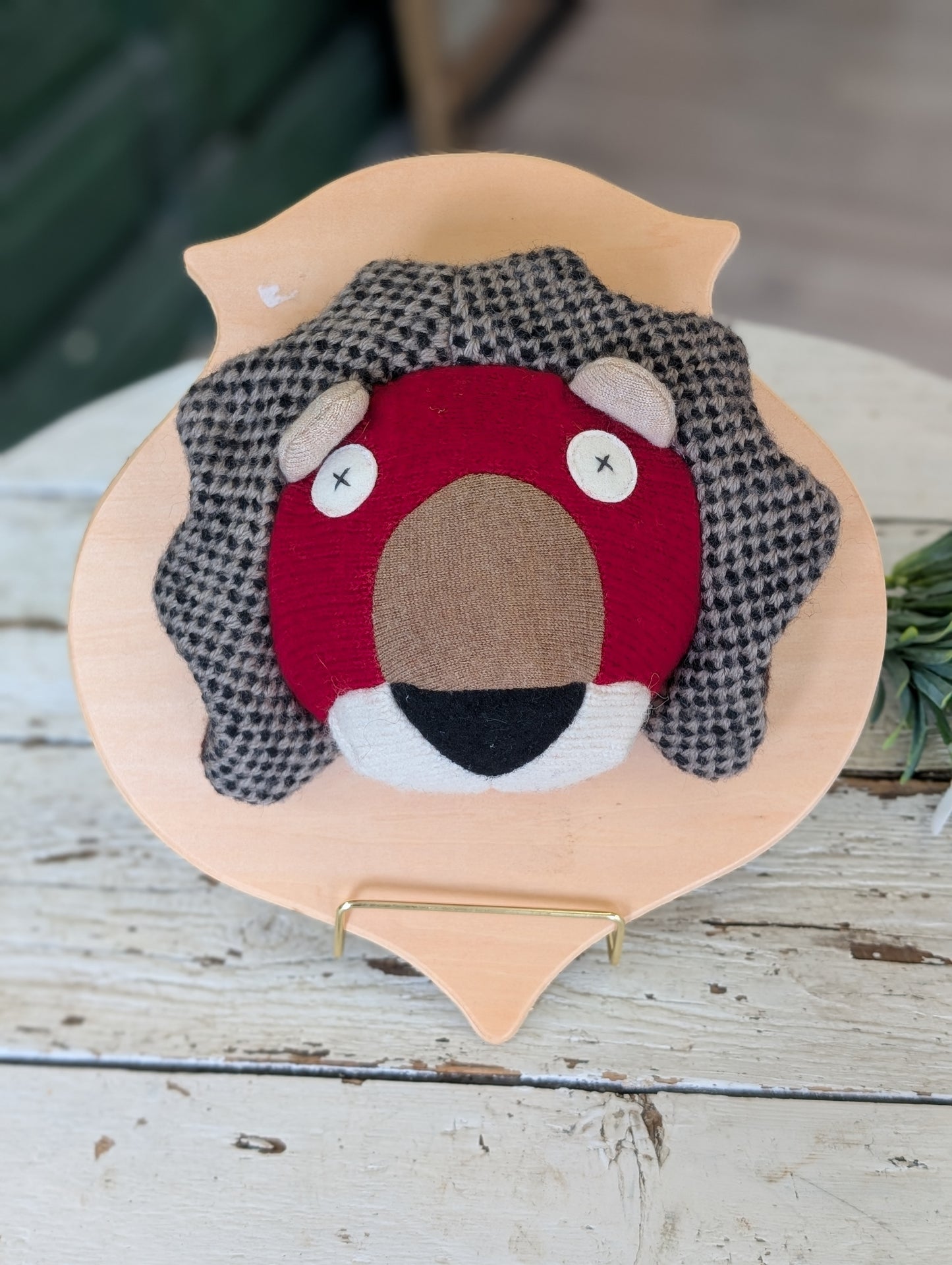Mounted lion plush