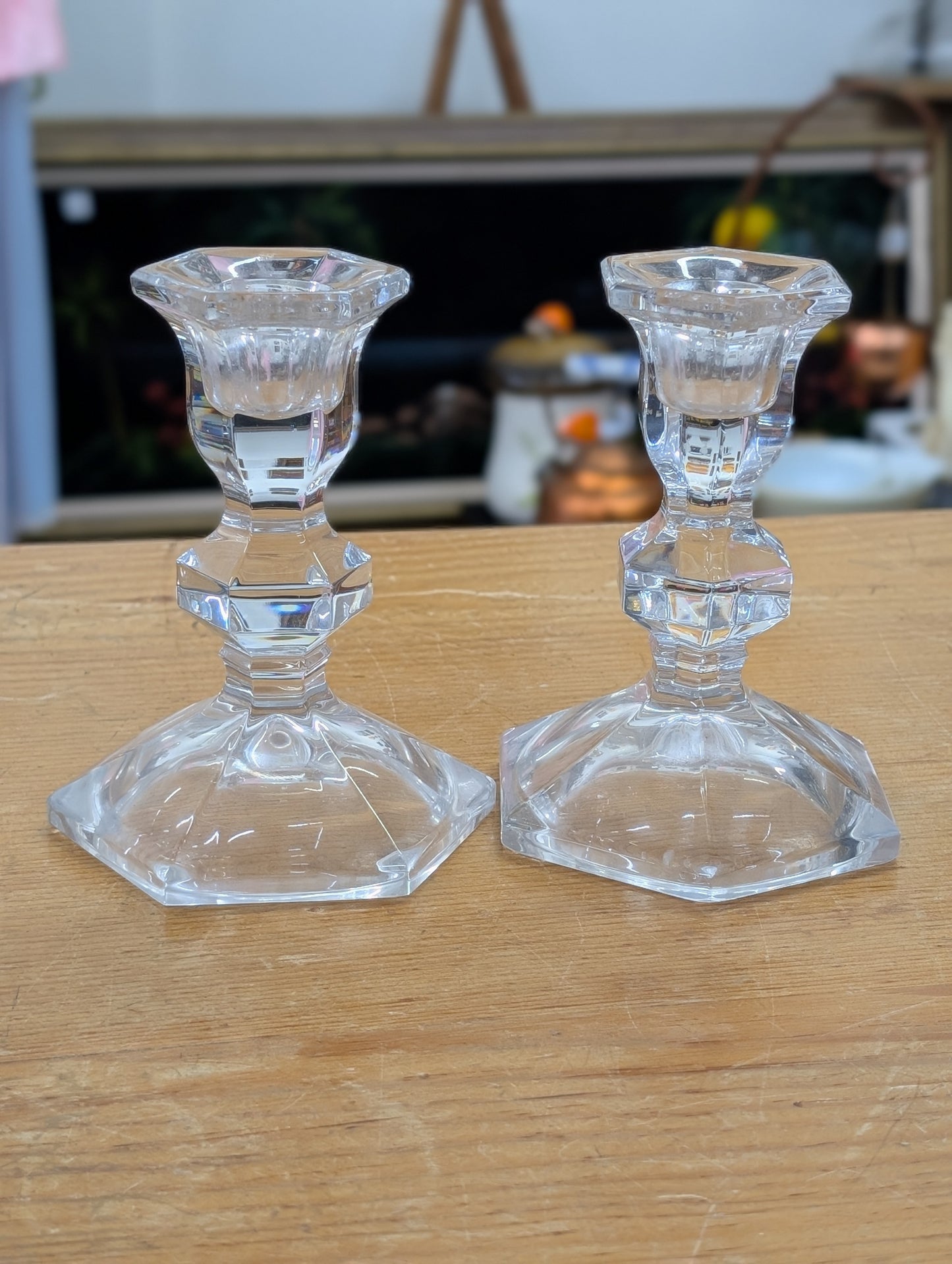 Set of glass candle sticks