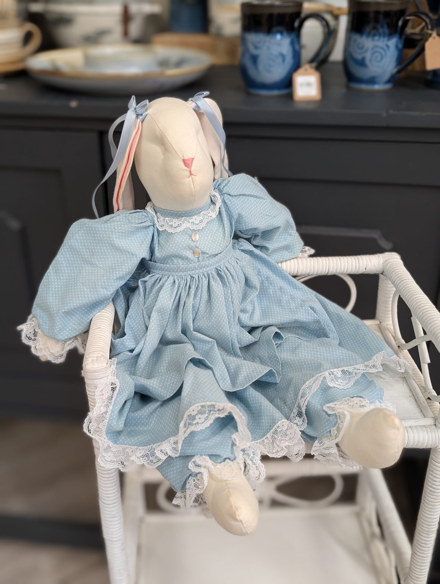 Blue dress fabric bunny