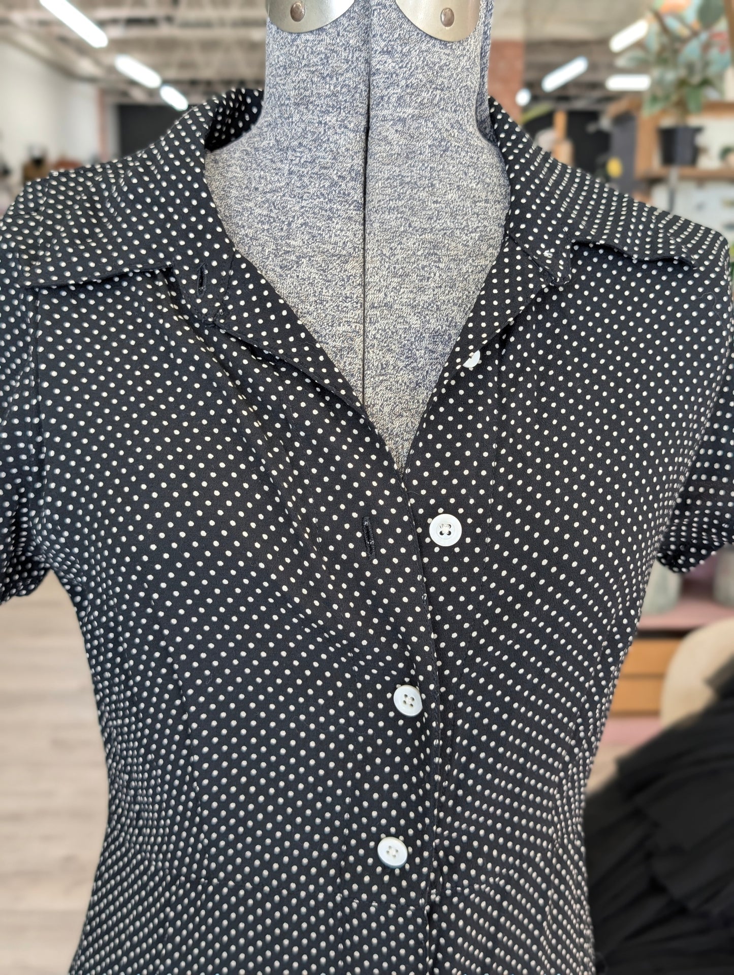 Vintage black button up dress