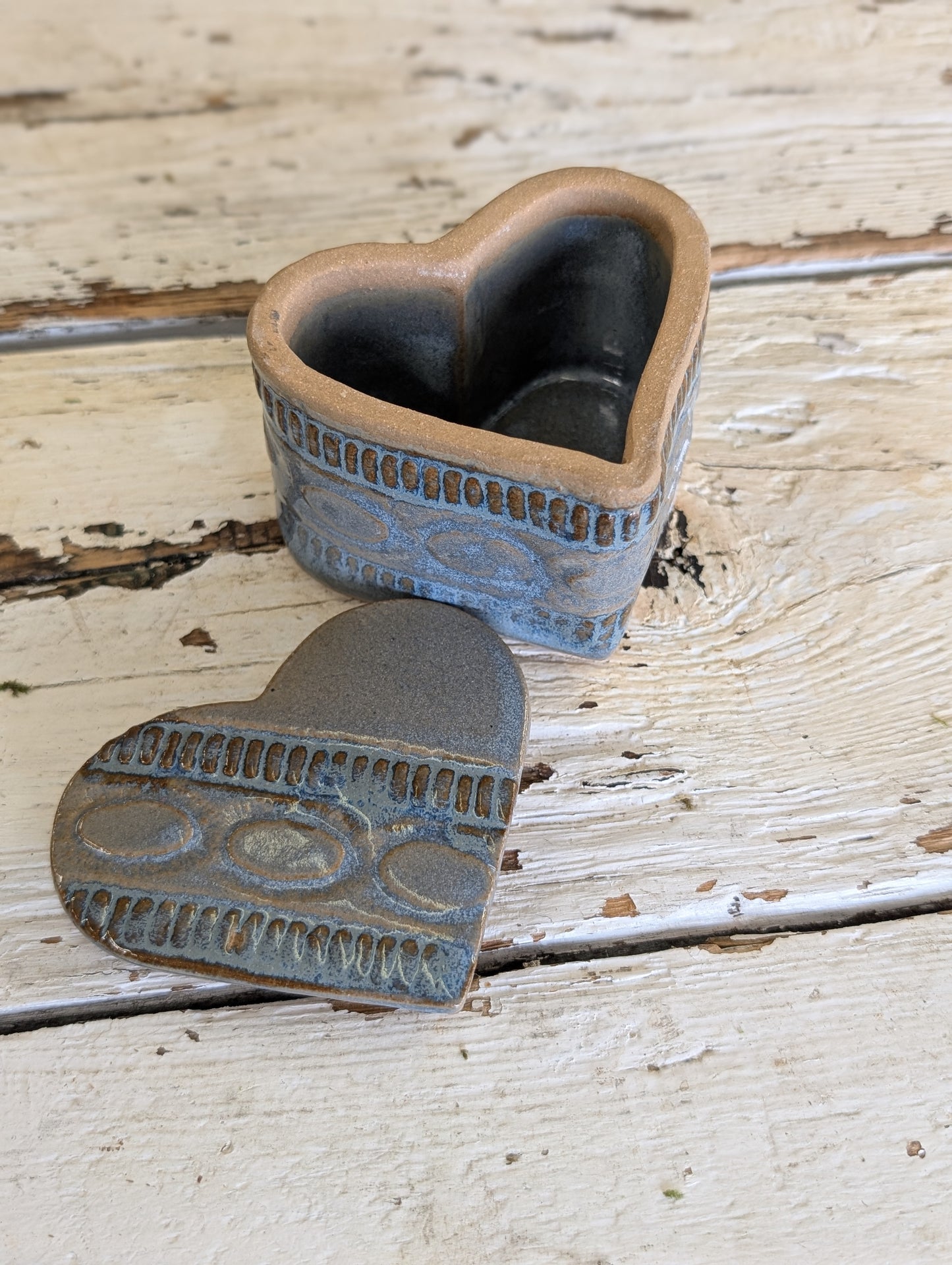 Pottery heart jar