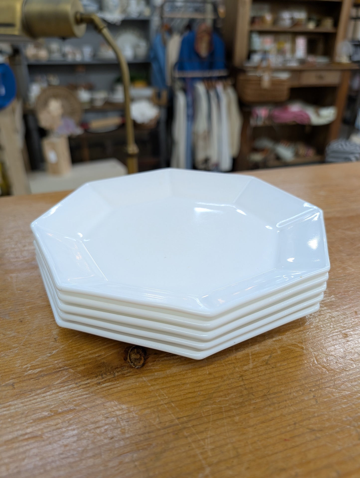 Set of 5 octagon acropal bread plates