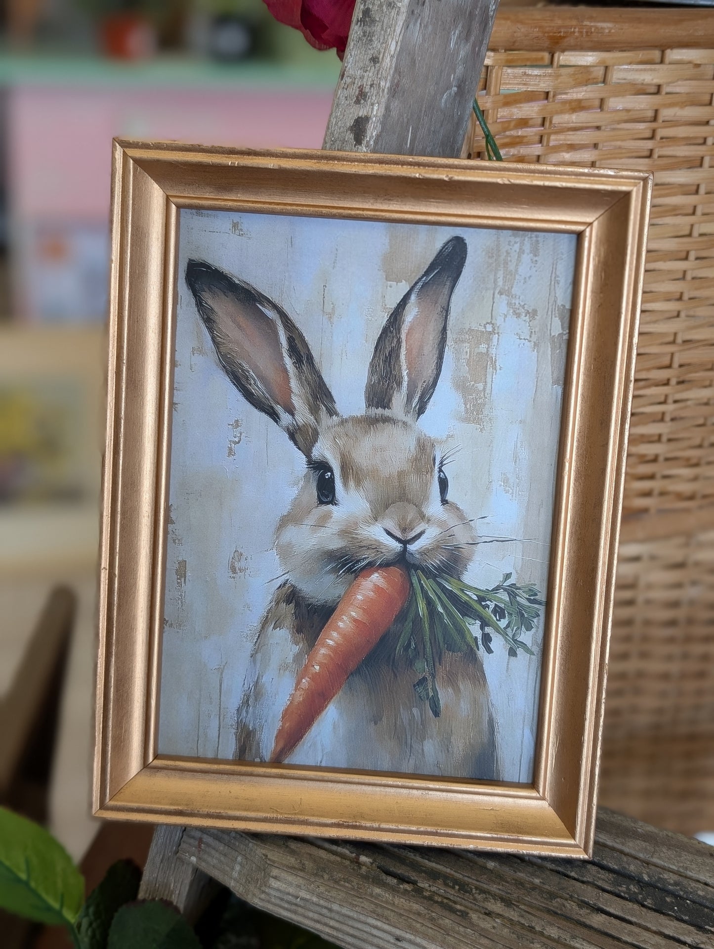 Bunny with carrot framed print