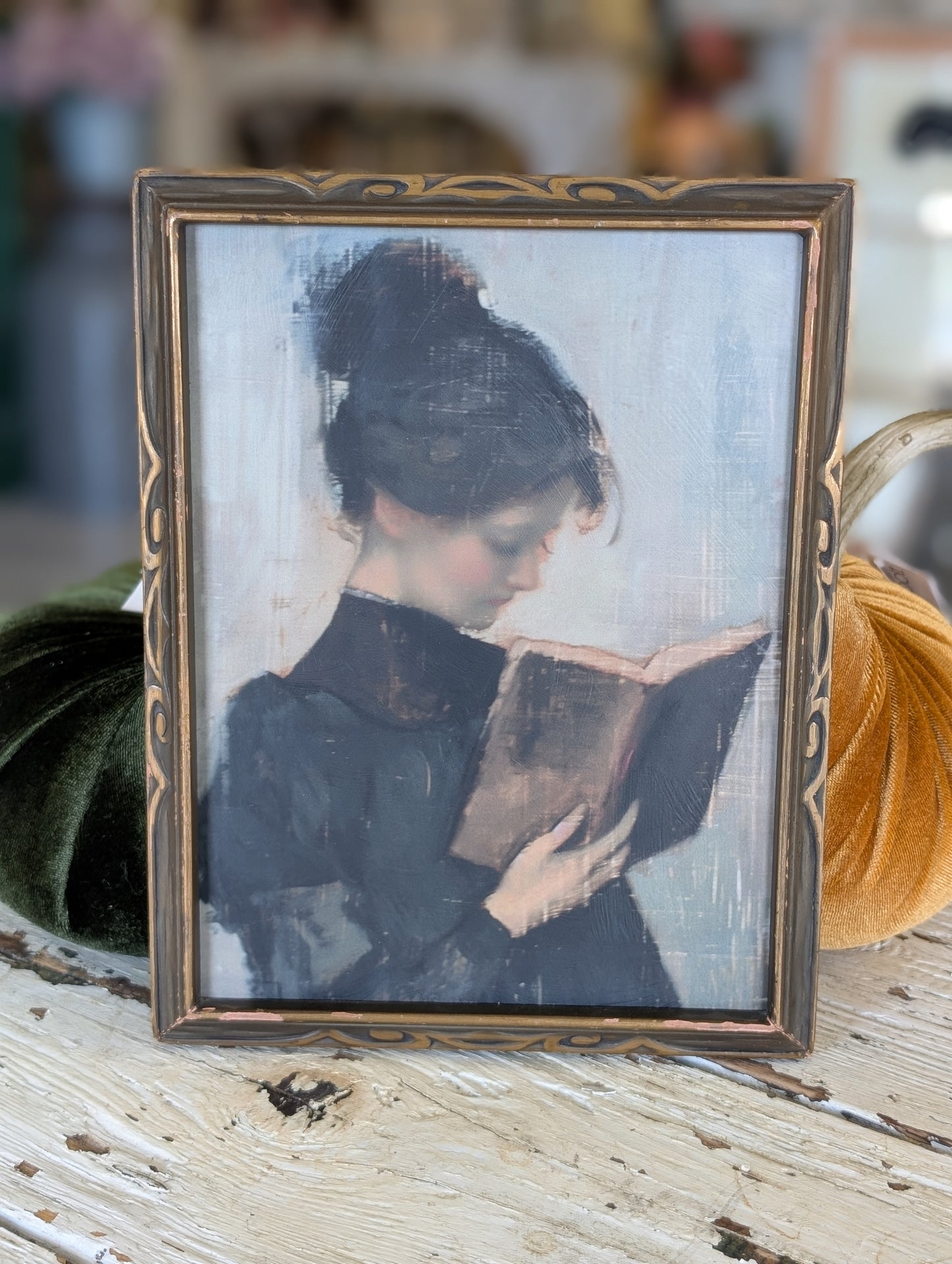 Lady reading framed print