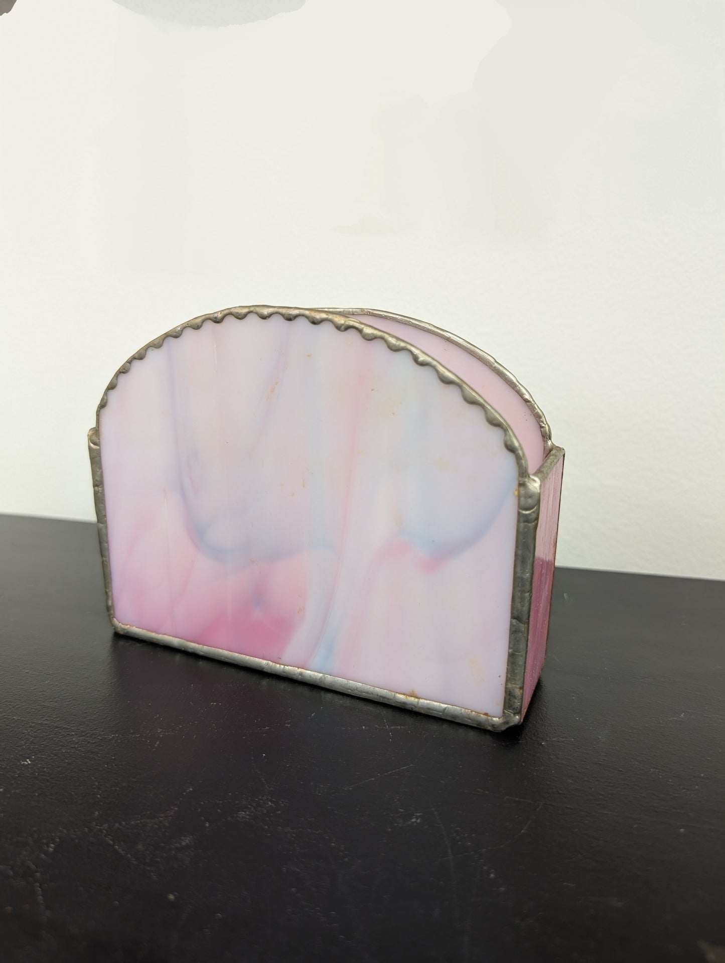 Pink glass napkin holder