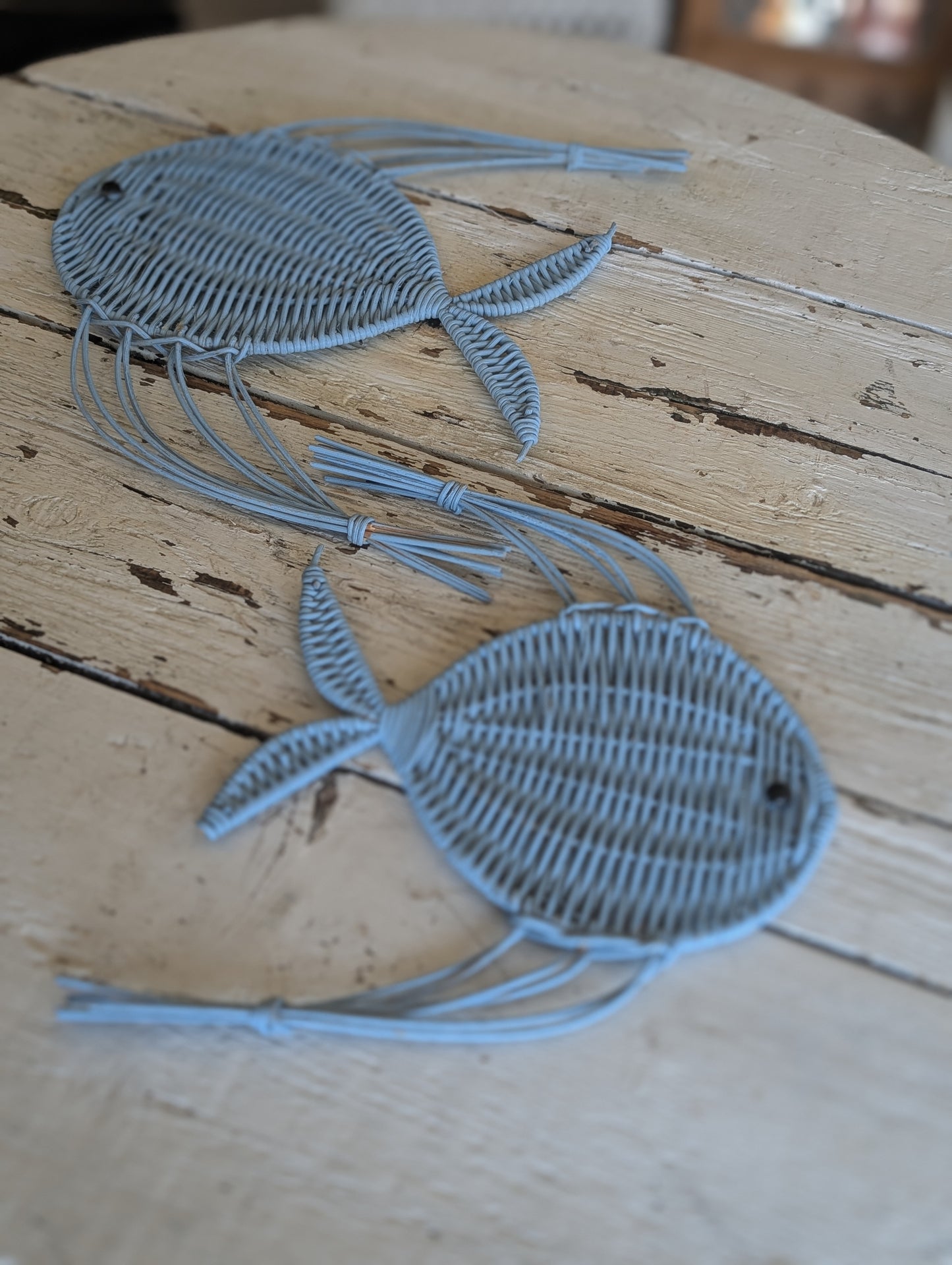 Vintage whicker fish set