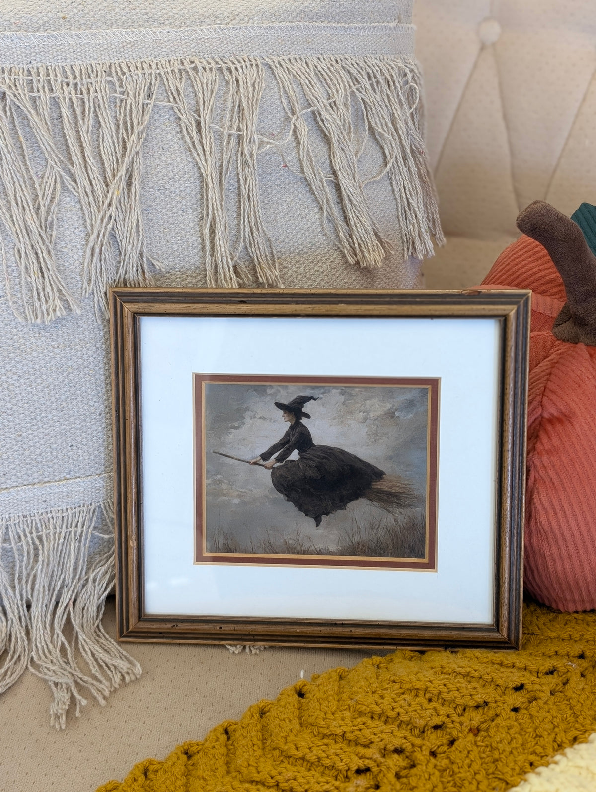 Flying witch framed print