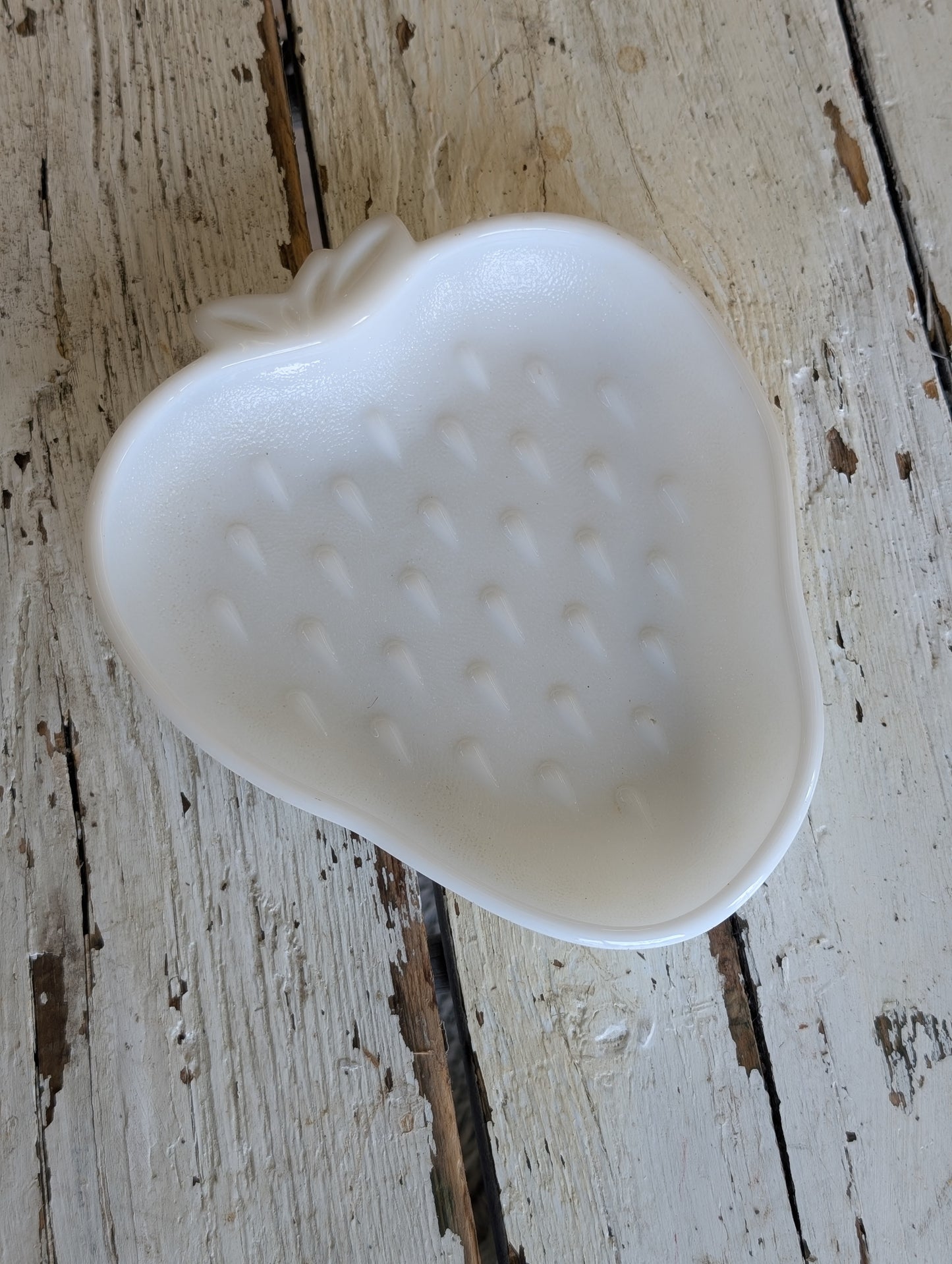 Milk glass strawberry plate