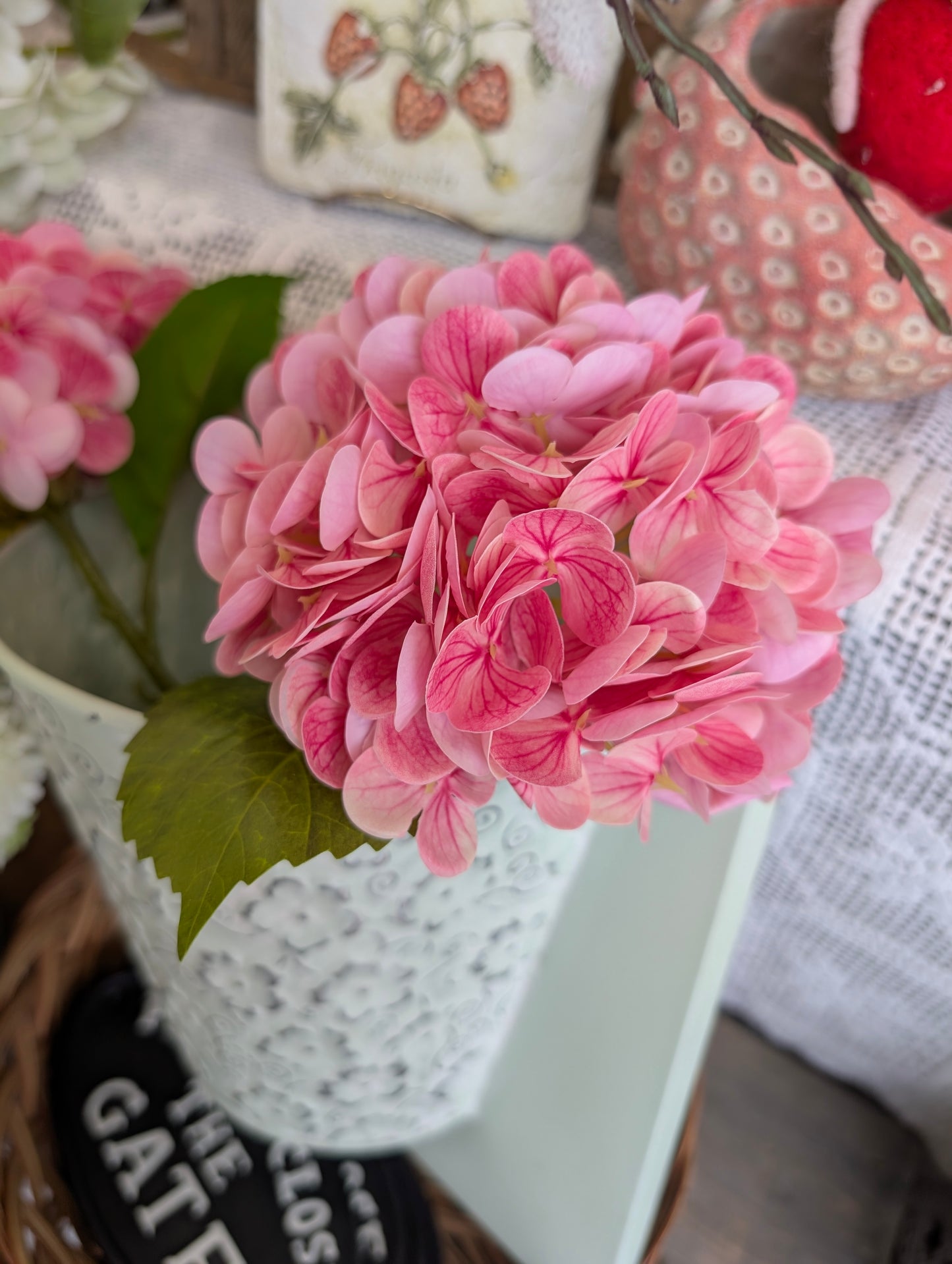 12" Pink Hydrangea Fresh Touch