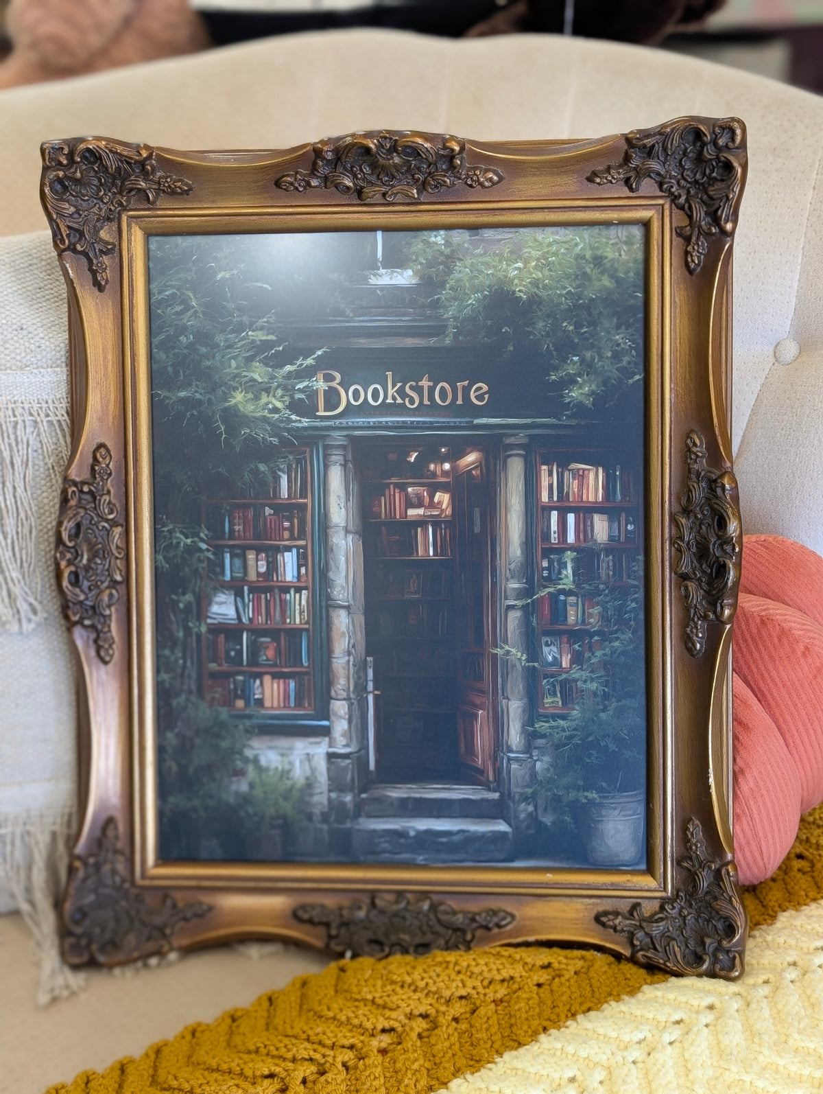 Green bookstore in frame 11x14