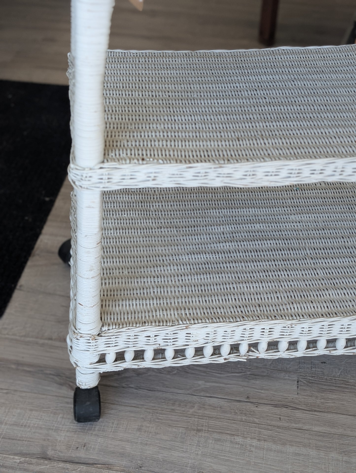 White wicker cart