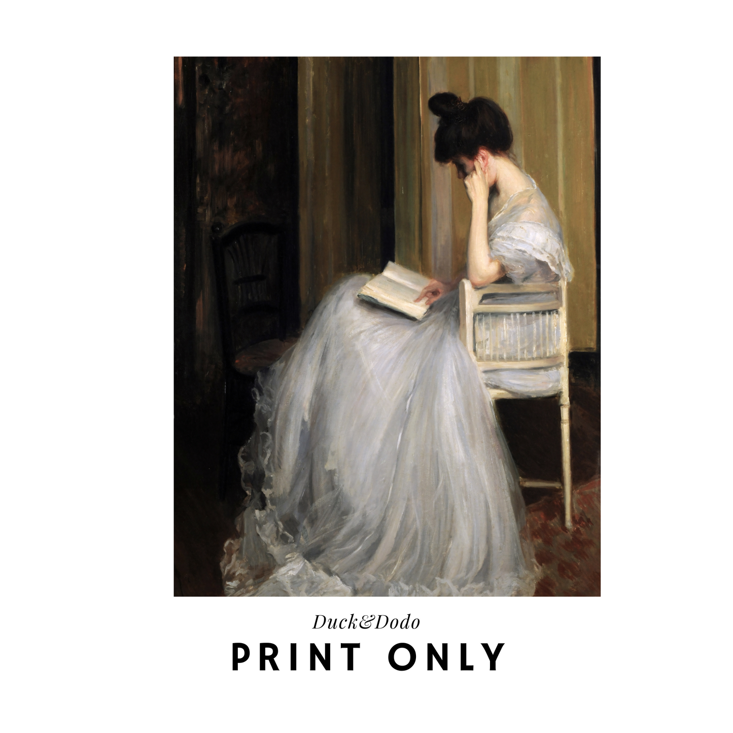 Lady with Book Print