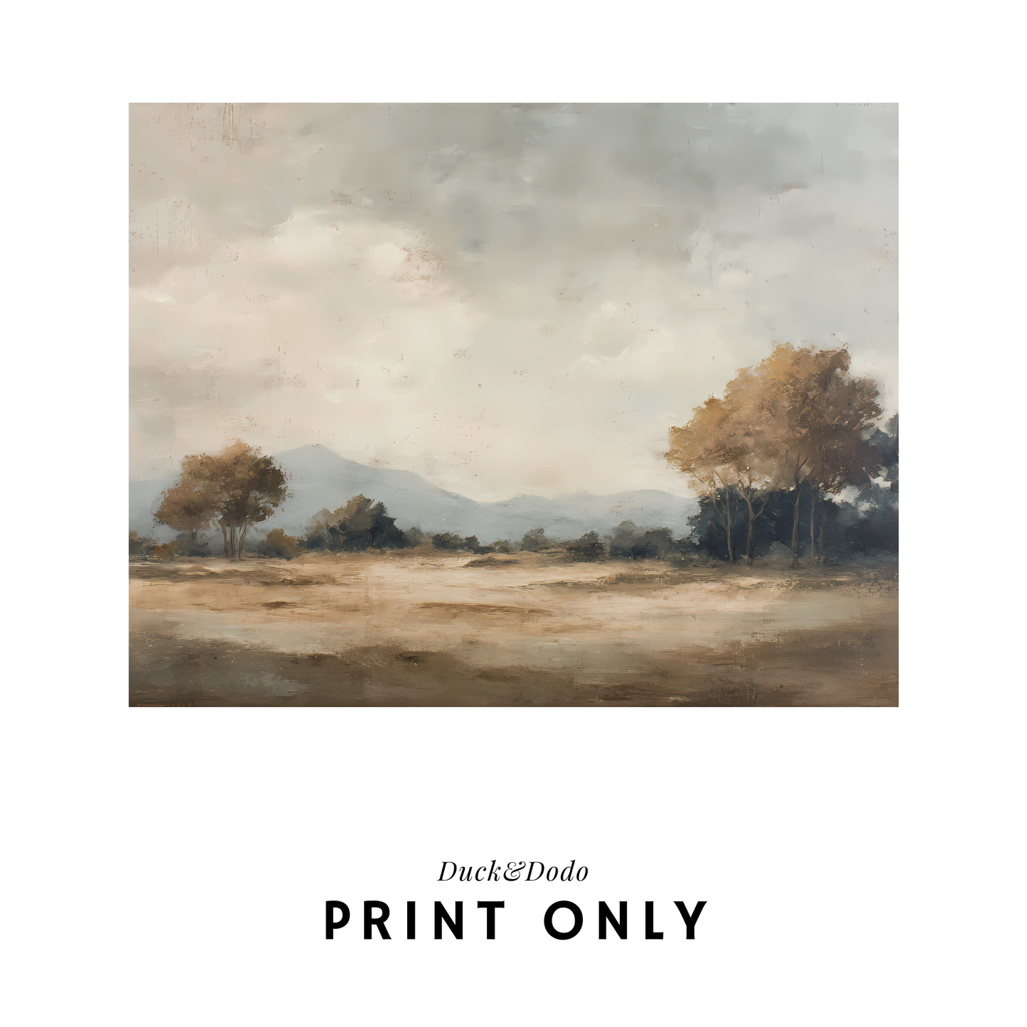 Muted Taupe field with trees Print