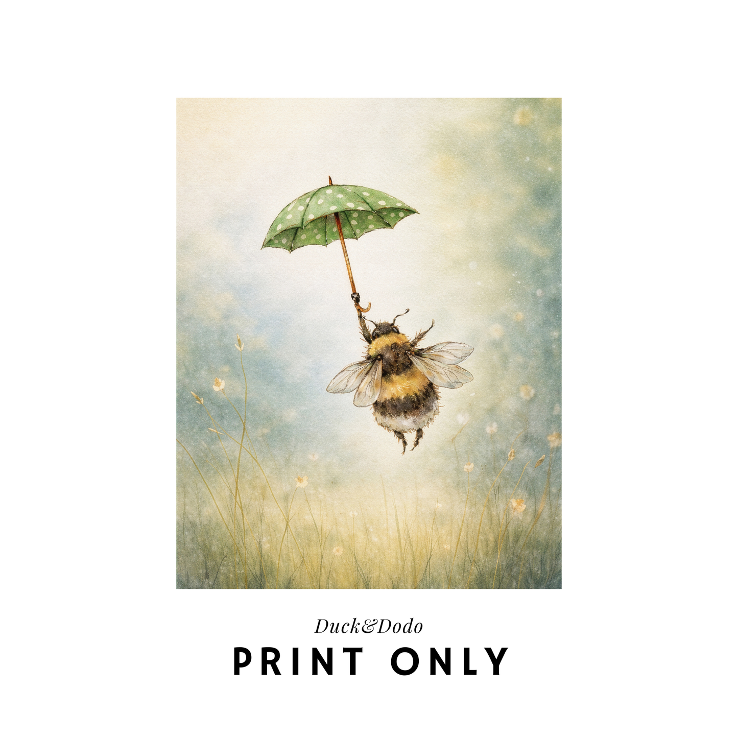 Bee with Umbrella Print